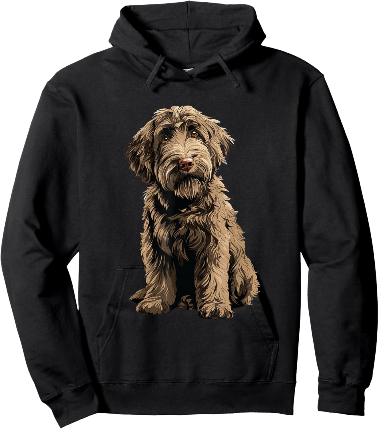 Chocolate Labradoodle Dog Illustration Doodle Dog Hoodie - Hoodie | Black