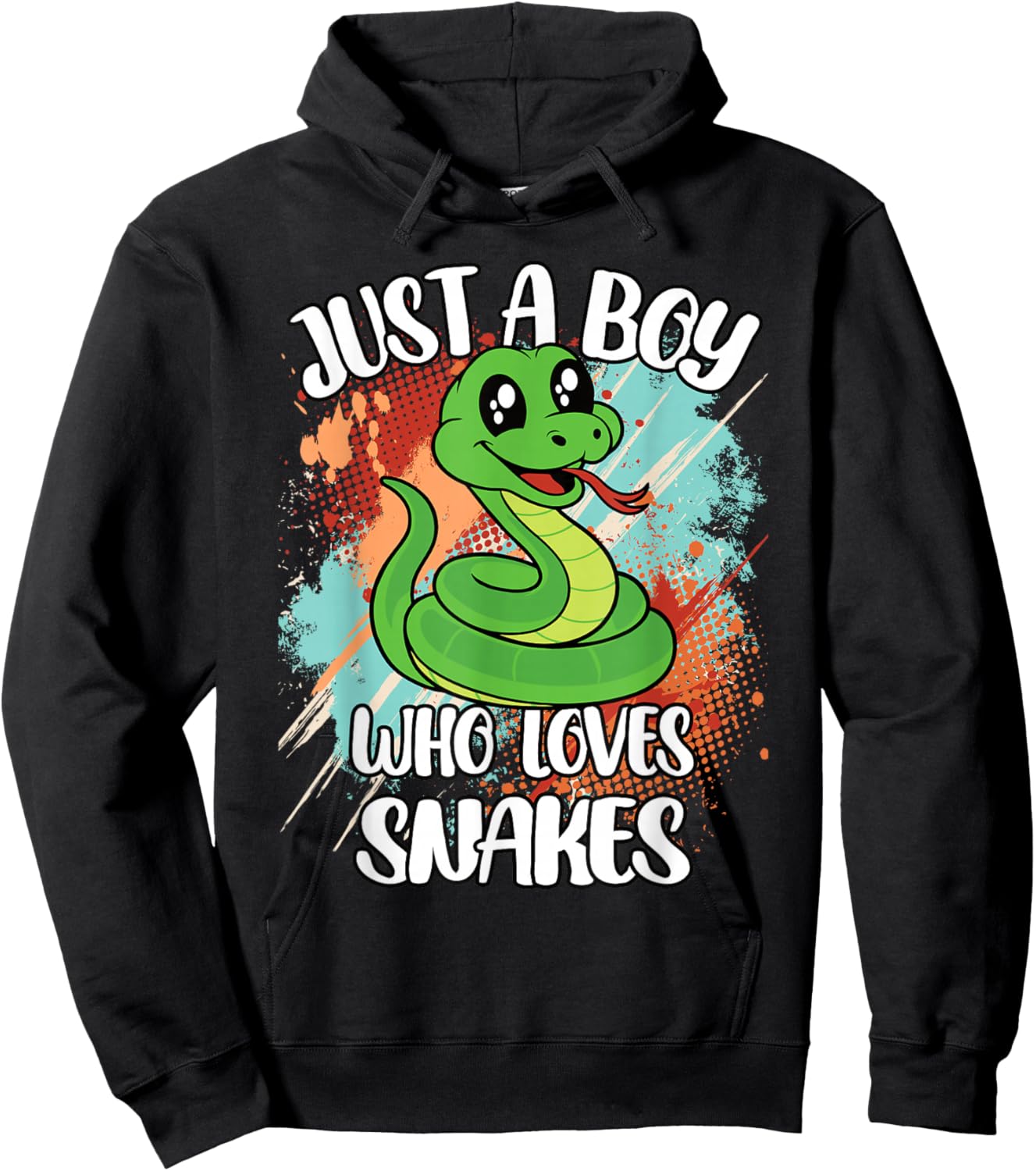 Just A Boy Who Loves Snakes Funny Retro Reptile Boys Kids Hoodie - Hoodie | Black