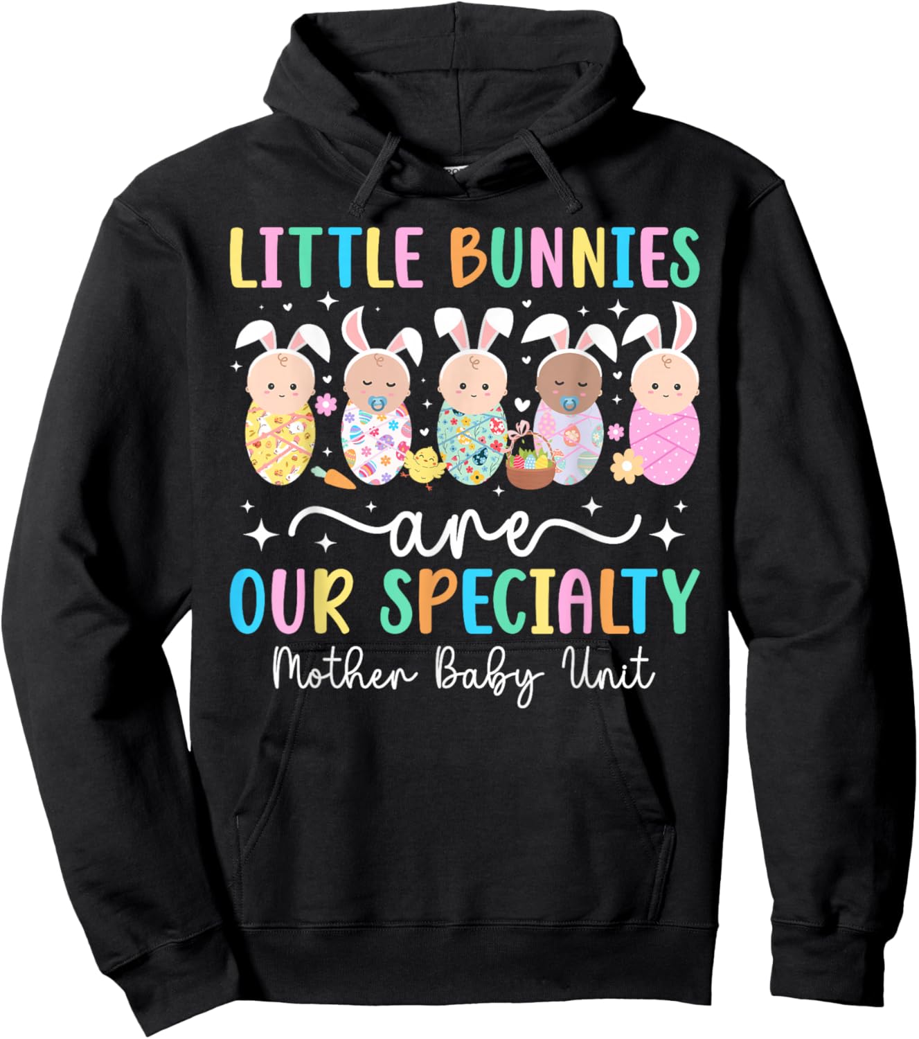 Easter Bunny Mother Baby Unit Easter Day Mother Baby Nurse Hoodie - Hoodie | Black