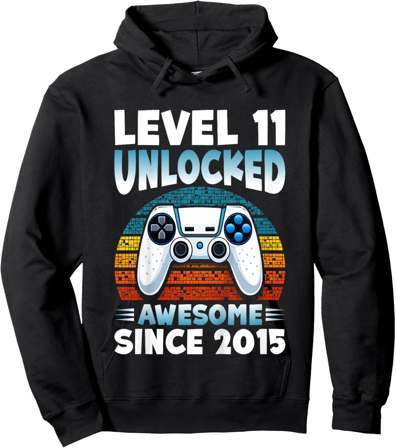 Kids Level 11 Unlocked Awesome Since 2015 Gamer 11th Birthday Hoodie - Hoodie | Black