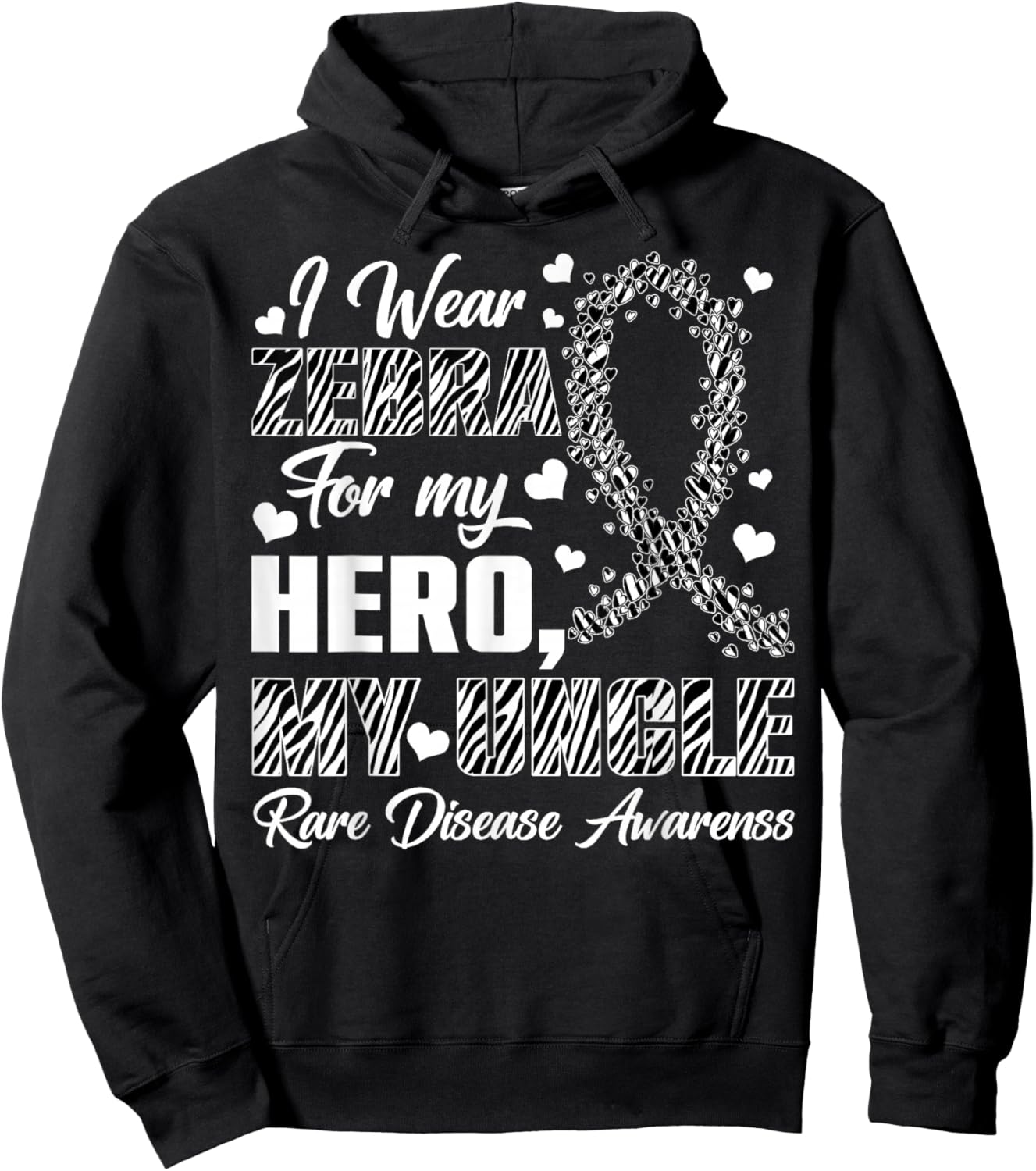 I Wear Zebra for My Uncle Rare Disease Awareness Month Hoodie - Hoodie | Black