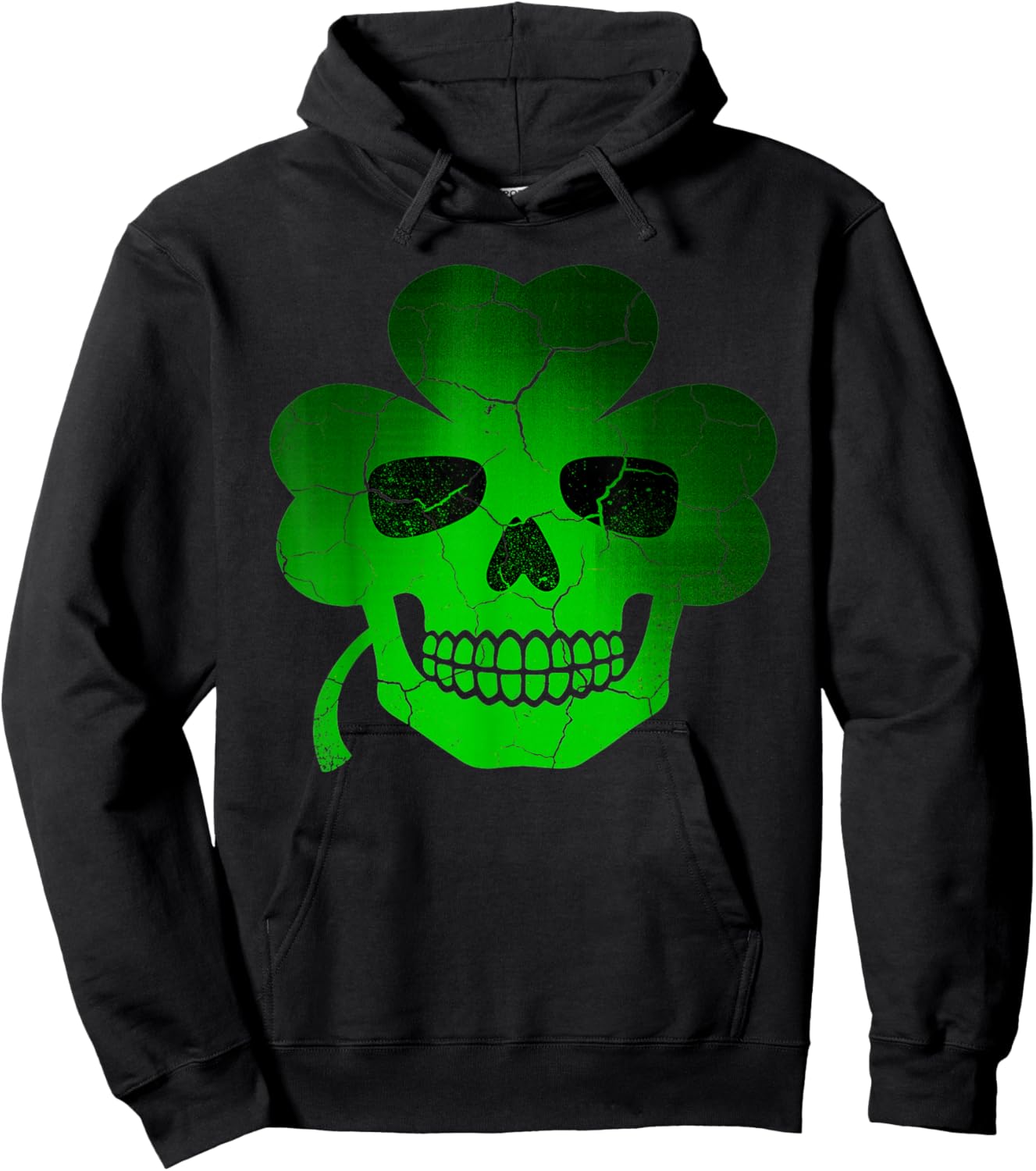 Funny Lucky Skull Clover St. Patrick’s Day .Men Hoodie - Hoodie | Black