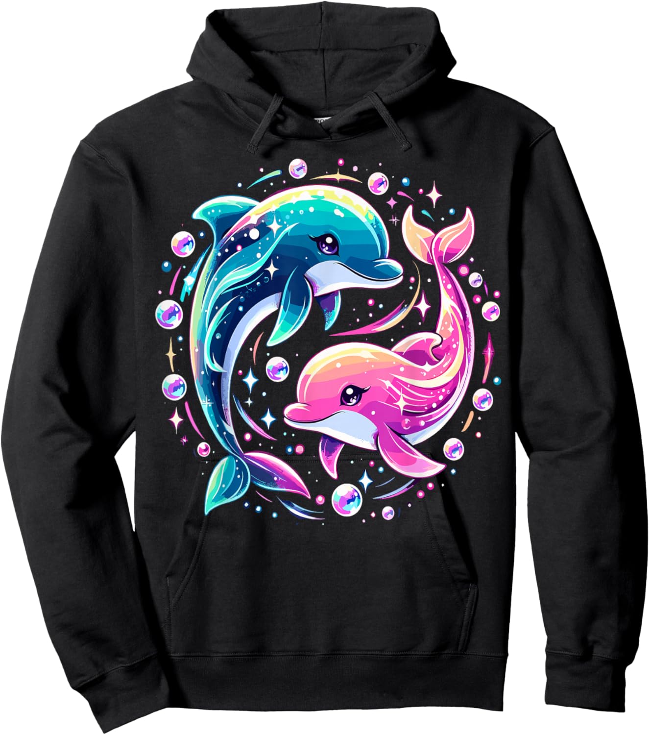 Dolphin Colorful Sea Ocean Animal Dolphin Hoodie - Hoodie | Black