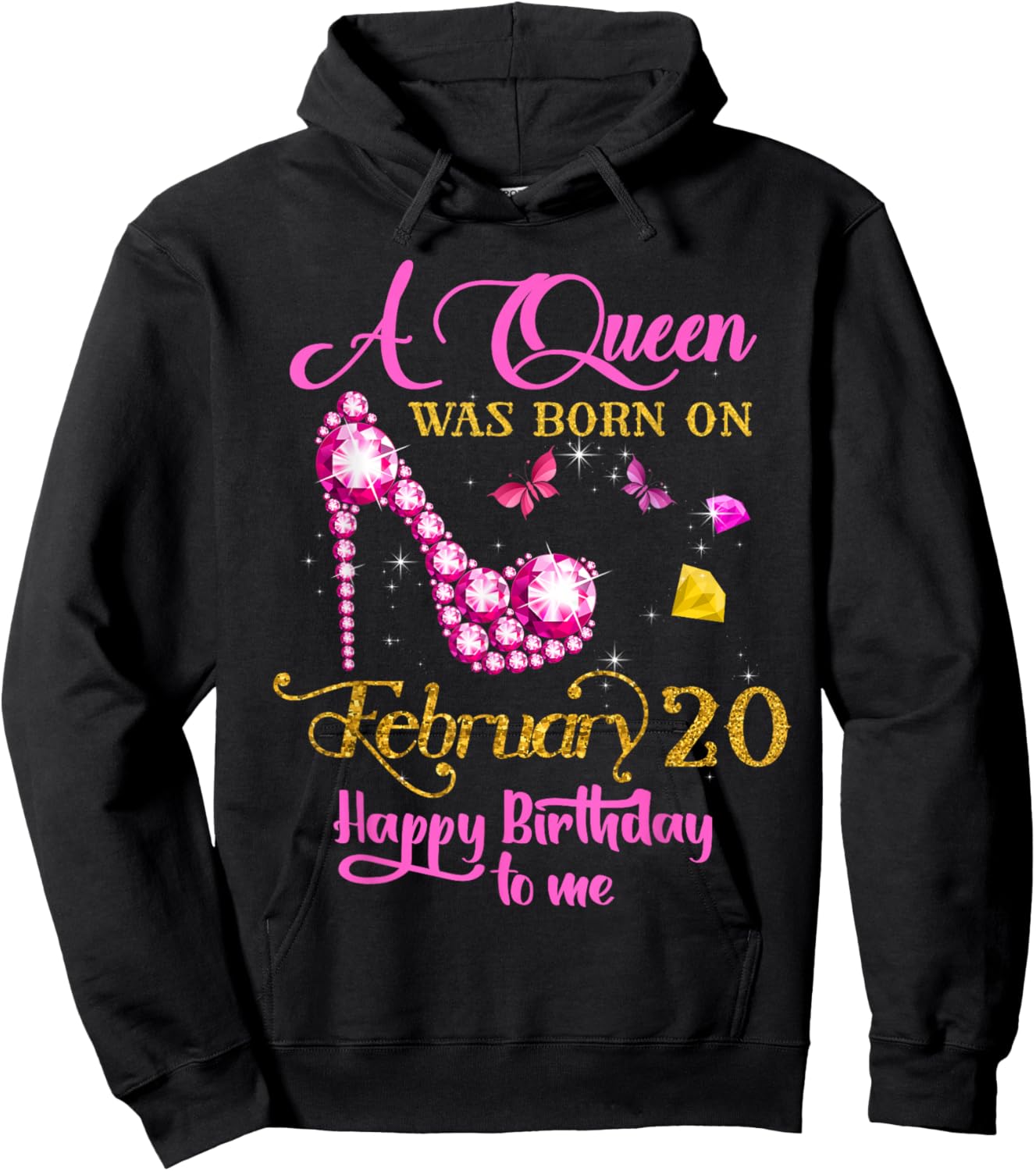 A Queen was Born on February 20, 20th February Birthday Hoodie - Hoodie | Black
