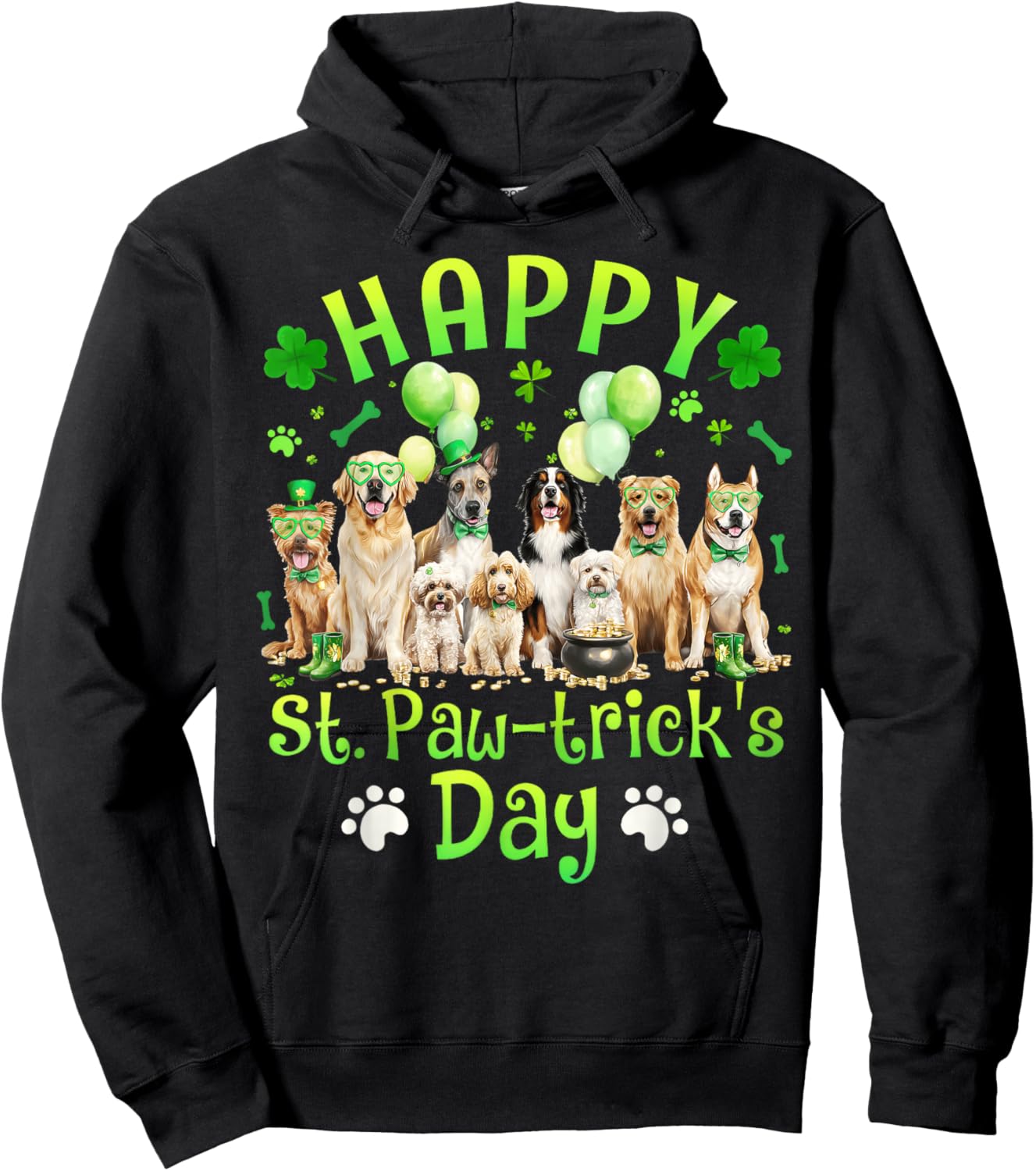 Saint Patrick's Day Paw-trick's Dog Lover Boys Girl Kid Hoodie - Hoodie | Black