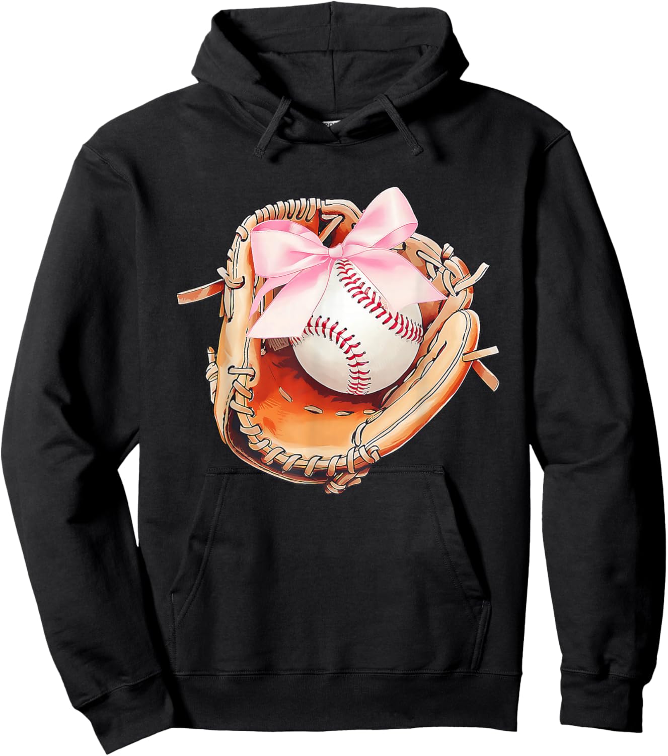 Baseball Drip Ice Cream Coquette Pink Bow Baseball Player Hoodie - Hoodie | Black