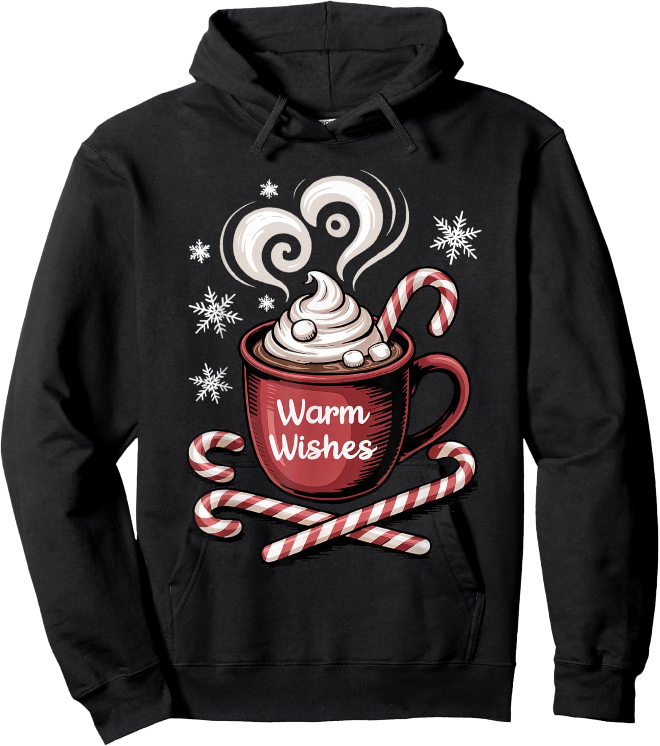 Warm Wishes Hot Cocoa Cozy Christmas Candy Hot Chocolate Hoodie - Hoodie | Black