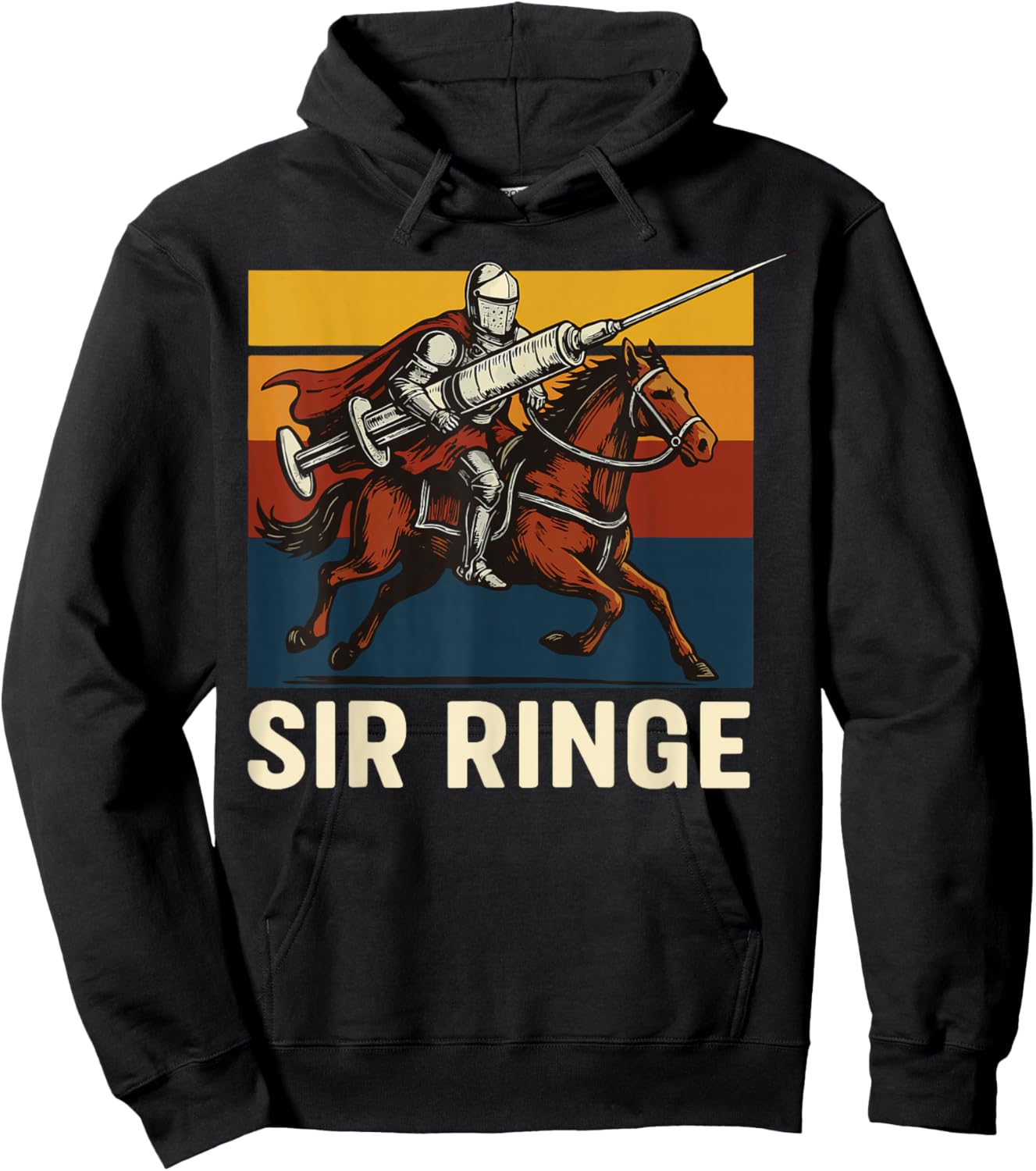 Sir Ringe Nurse Funny Pun Syringe Knight Hoodie - Hoodie | Black