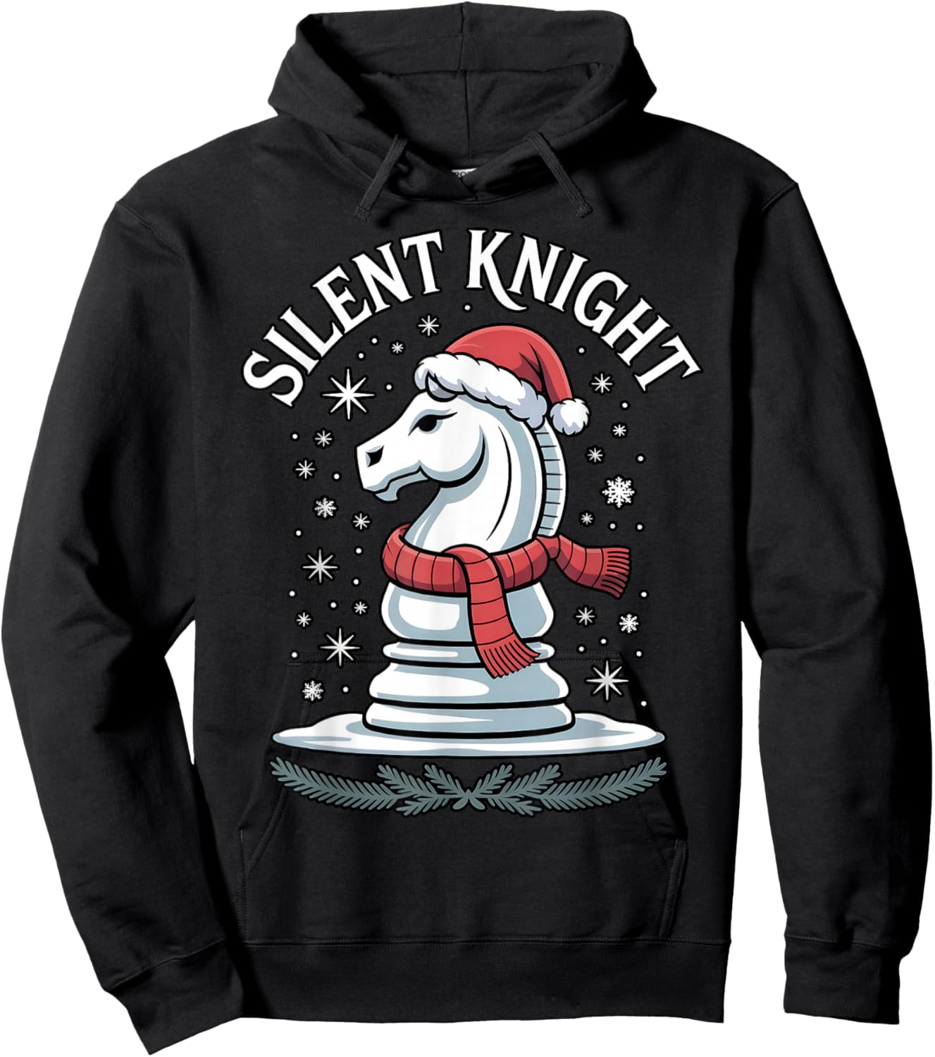 Silent Knight Funny Xmas Chess Christmas Pun Hoodie - Hoodie | Black