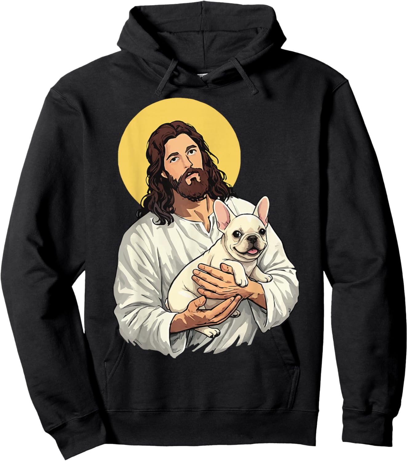 Jesus Holding French Bulldog Religious Hoodie - Hoodie | Black