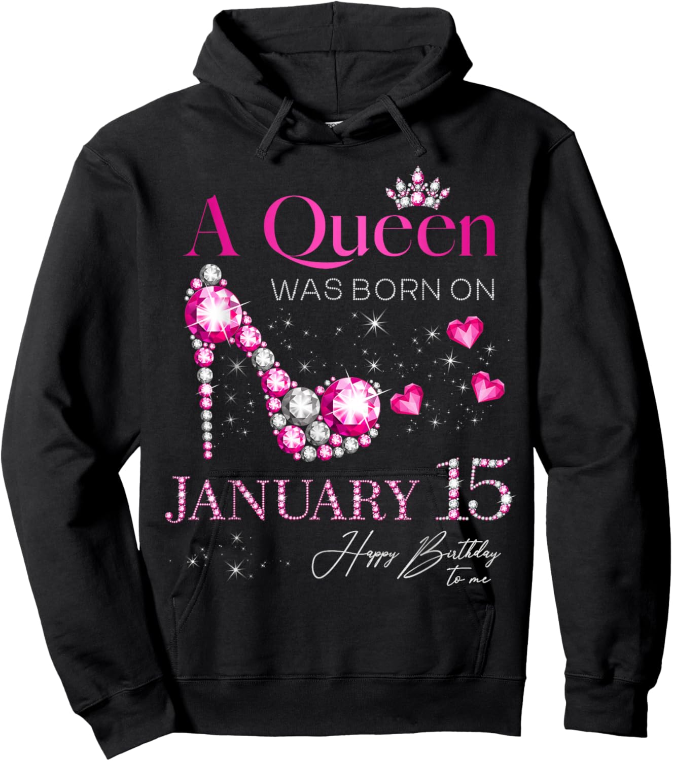 A Queen was Born on January 15, 15th January Birthday Hoodie - Hoodie | Black