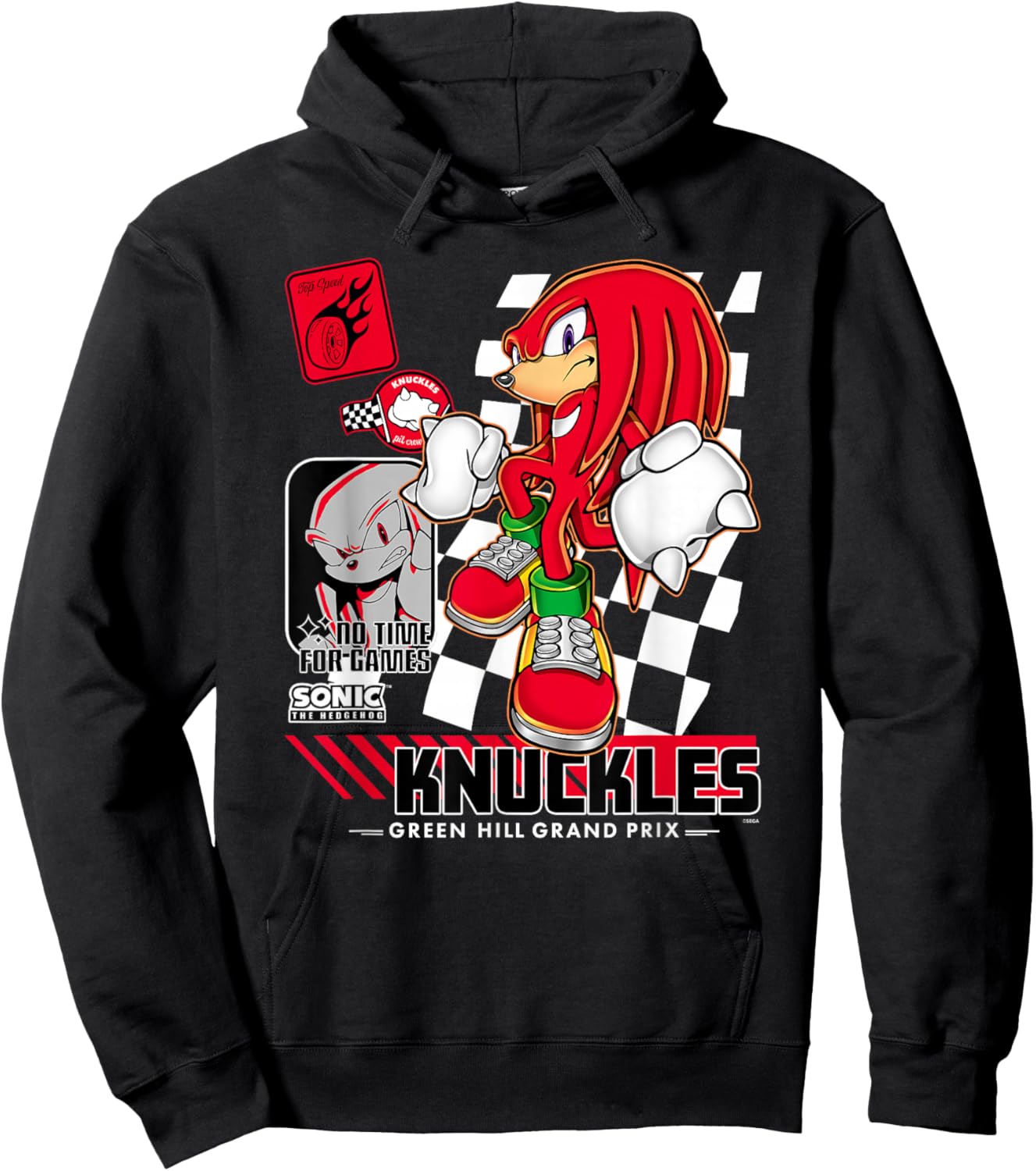 Sonic The Hedgehog Knuckles No Time for Games Poster Hoodie - Hoodie | Black