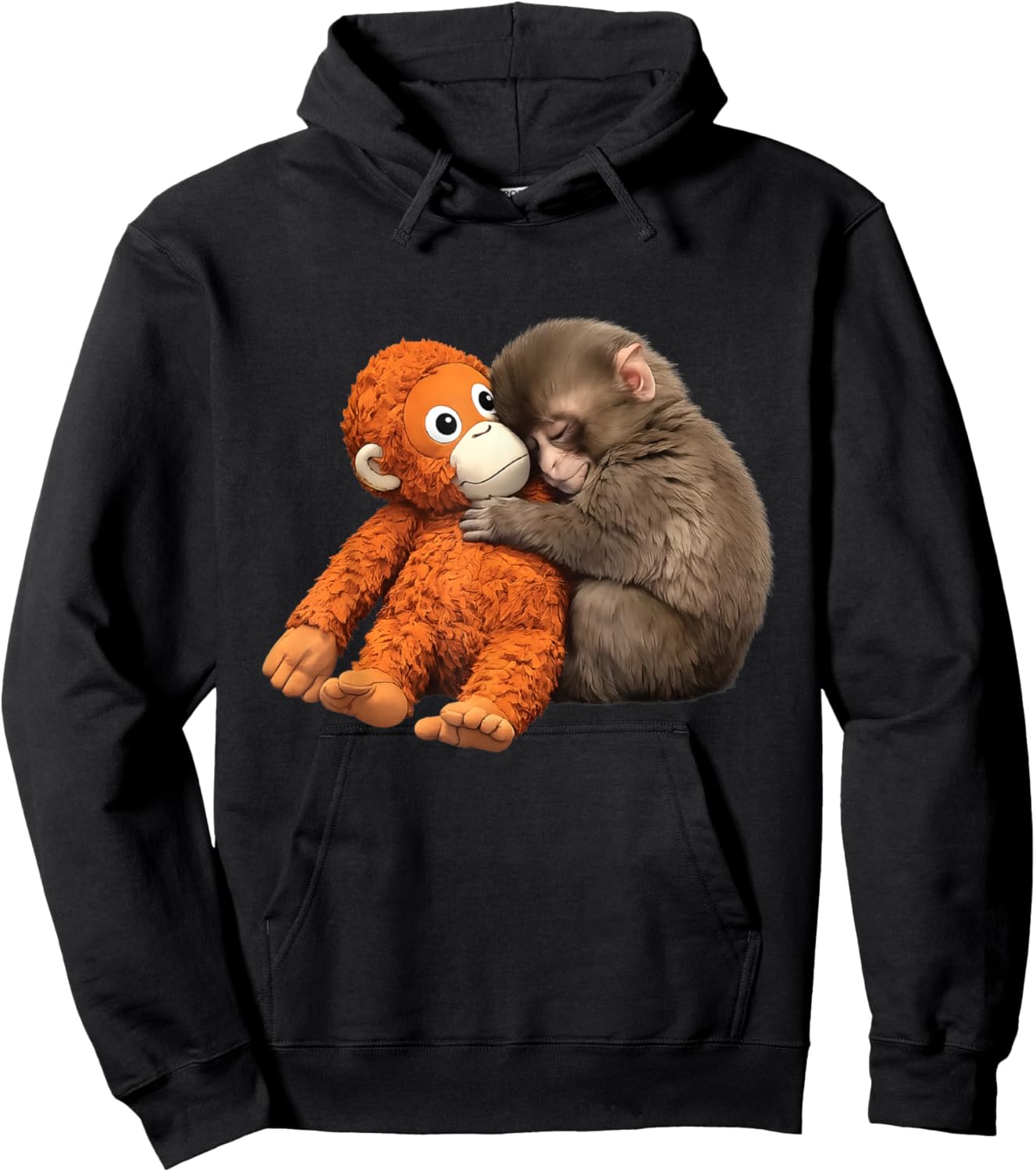 Cute Baby Monkey Punch Hoodie - Hoodie | Black