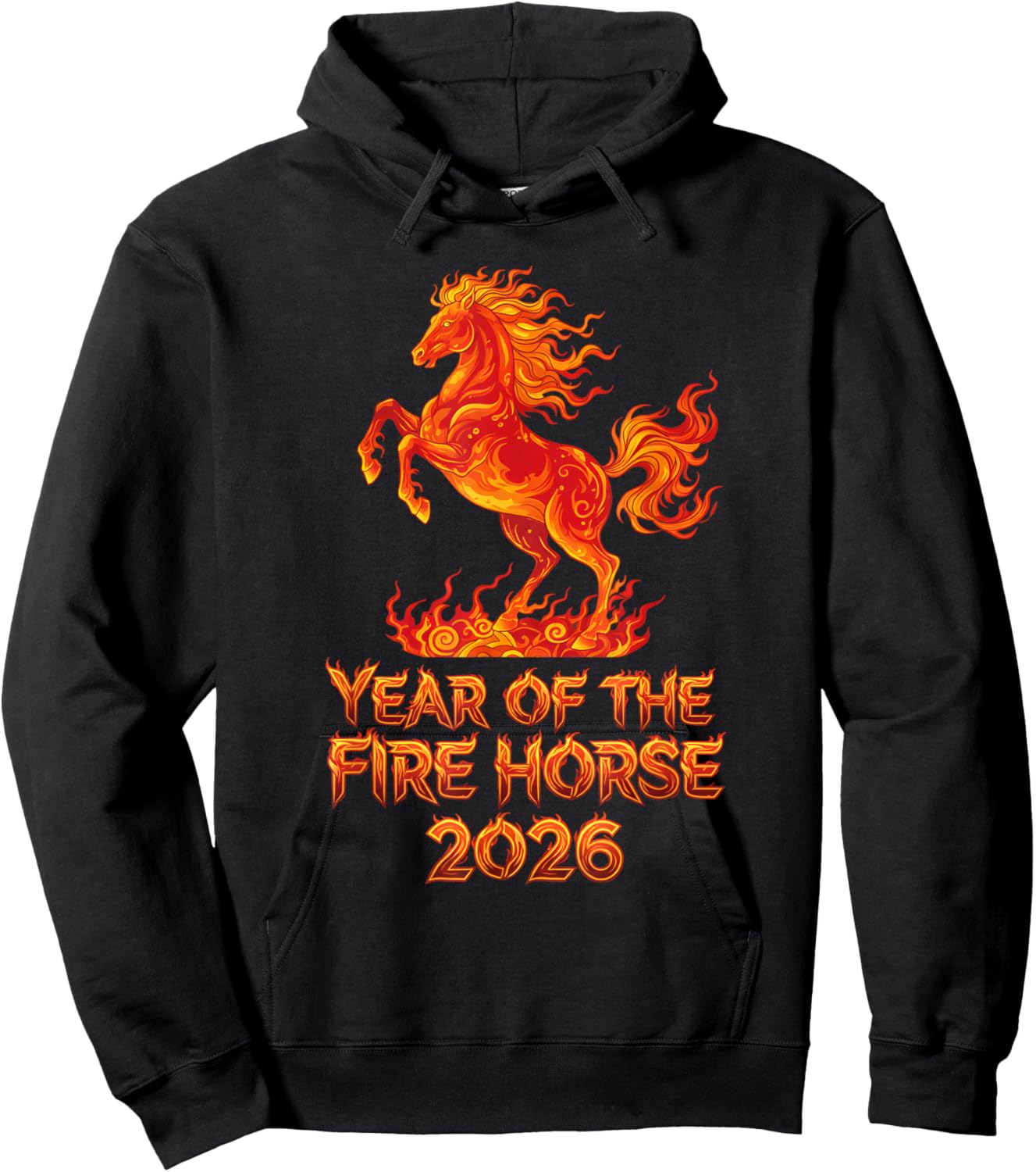 Year of The Fire Horse, Chinese Zodiac Lunar New Year 2026 Hoodie - Hoodie | Black