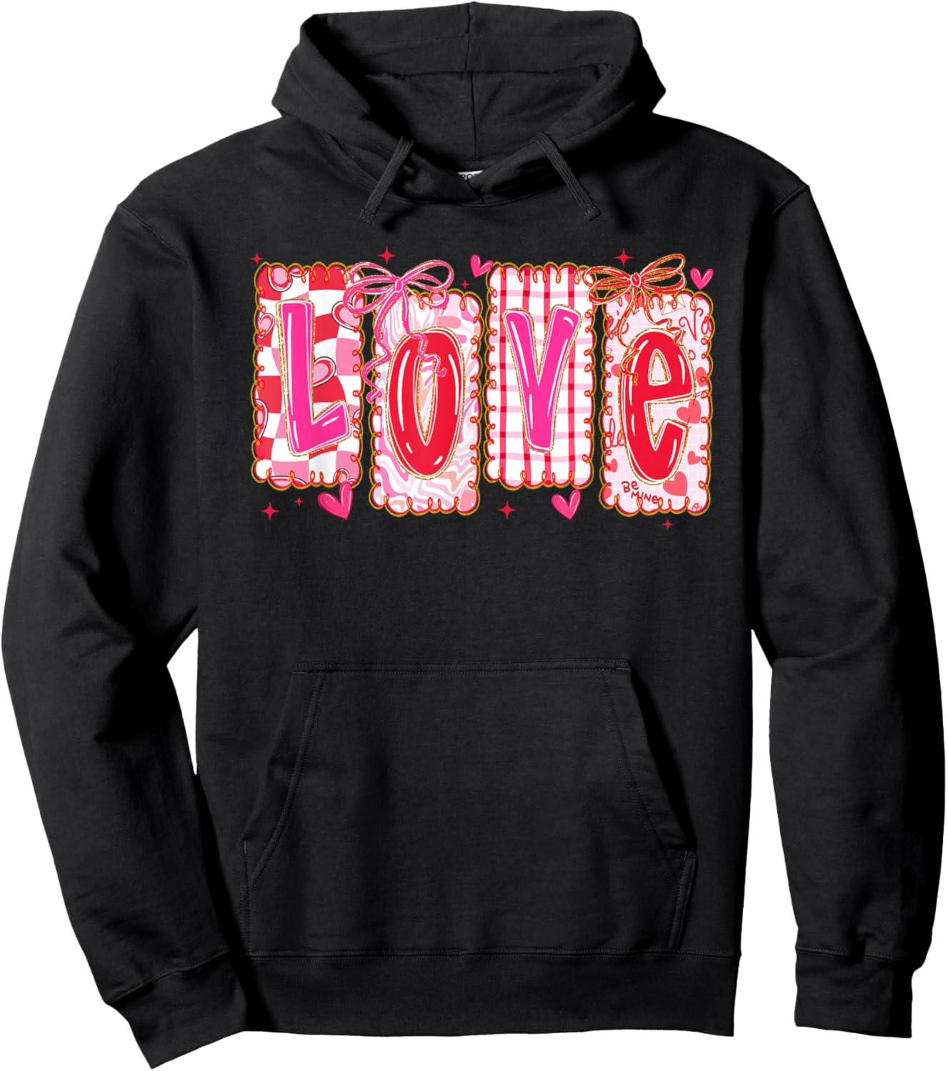 Preppy Love Valentine’s Day Coquette Bow Girls Women Hoodie - Hoodie | Black