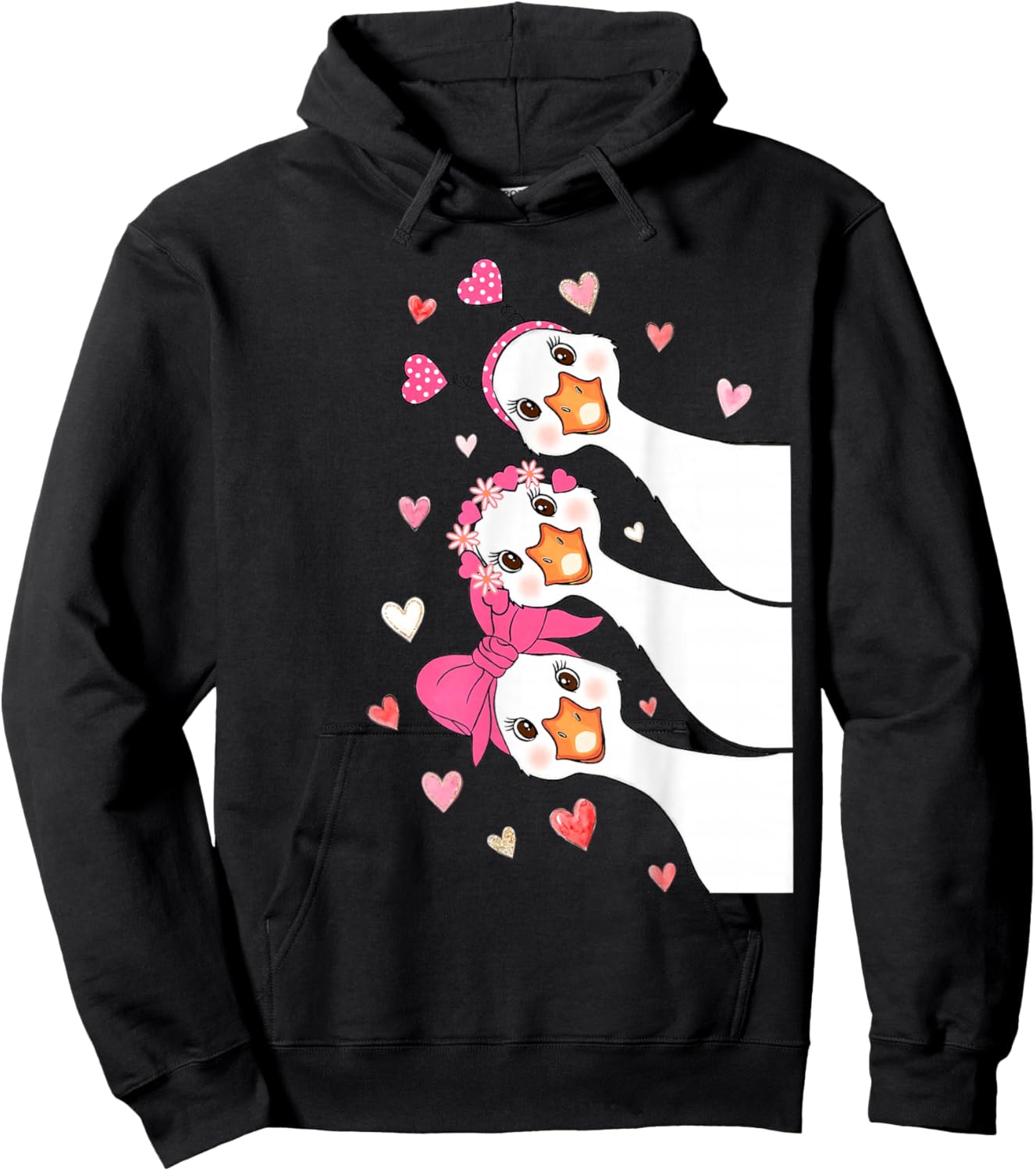 Funny Silly Love Goose Valentine You Make My Heart Go Honk Hoodie - Hoodie | Black
