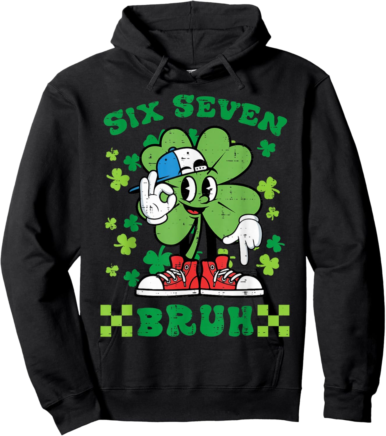 St Patricks Day Six Seven Bruh 6 7 Meme Boys Kids Youth Hoodie - Hoodie | Black