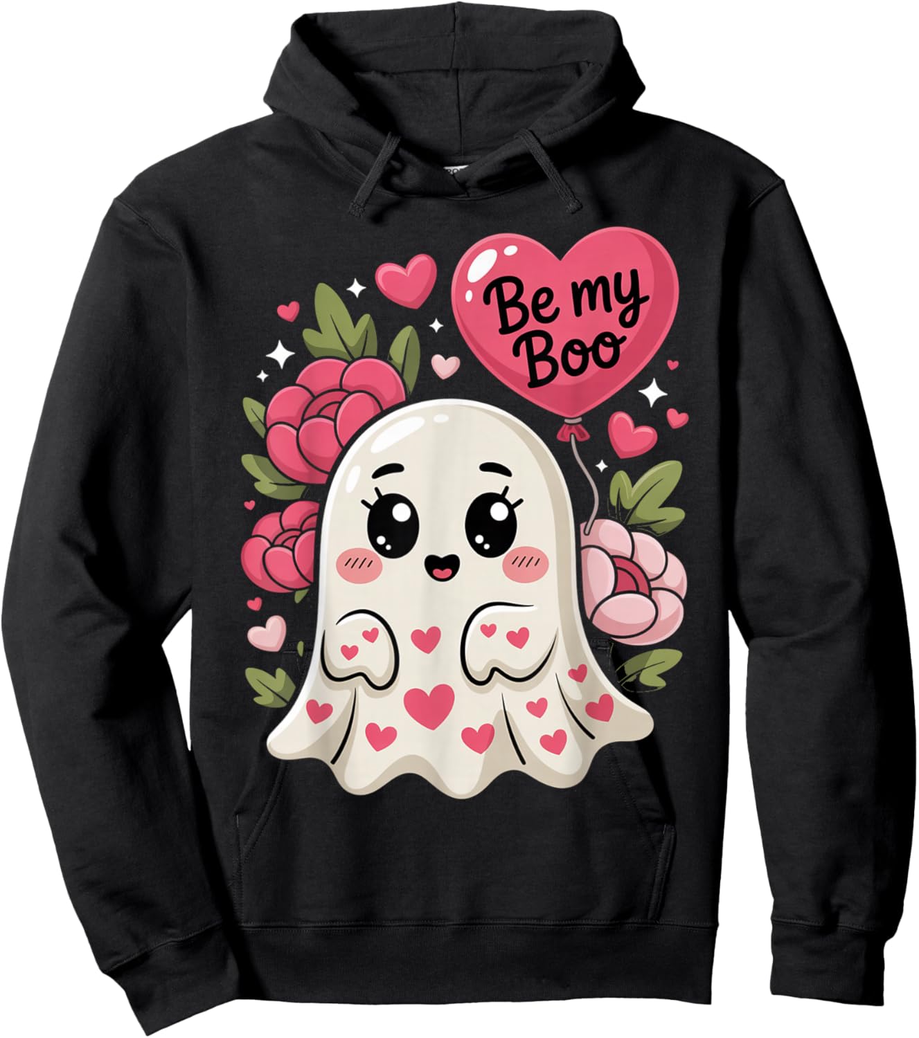 Be My Boo Cute Ghost Valentine´s Day Love Hoodie - Hoodie | Black