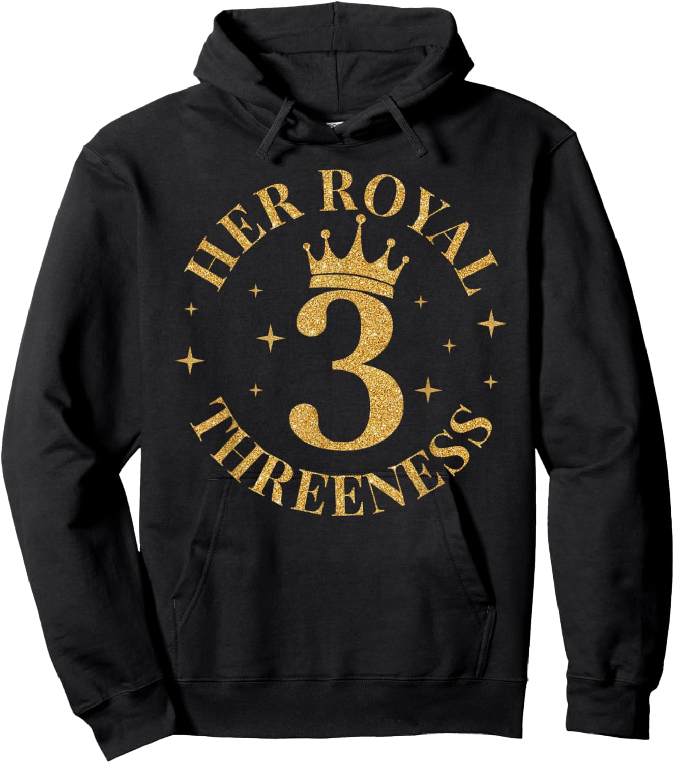 Her Royal Threeness Birthday 3 Year Old Girl 3rd Bday Hoodie - Hoodie | Black