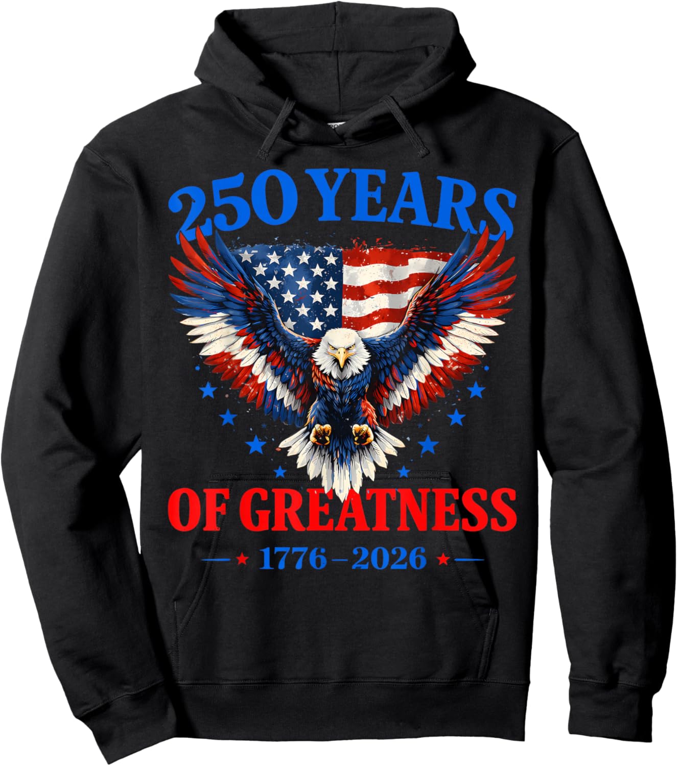 Flag Vintage 250 Years American 1776 2026 250th USA Birthday Hoodie - Hoodie | Black
