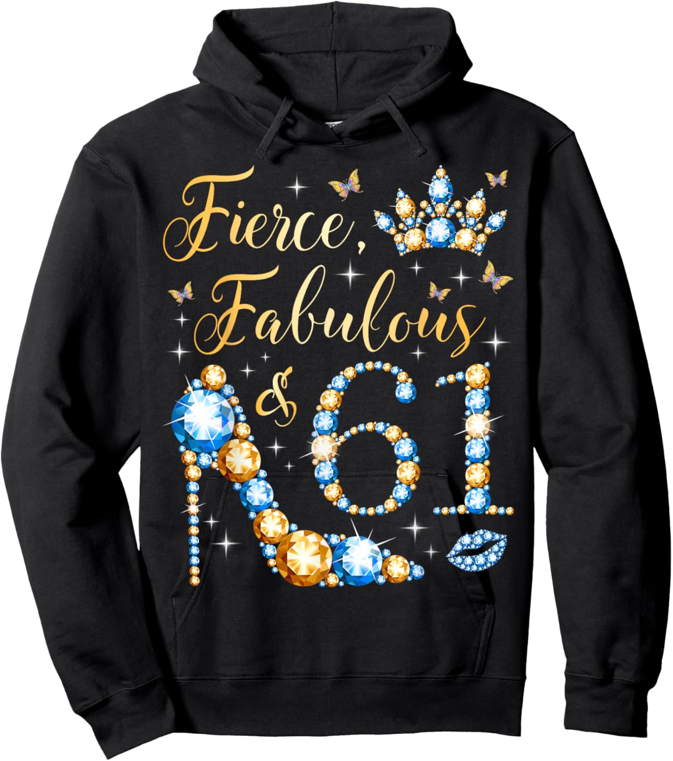 Fierce Fabulous & 61 Years Old Woman 61st Birthday Party Hoodie - Hoodie | Black