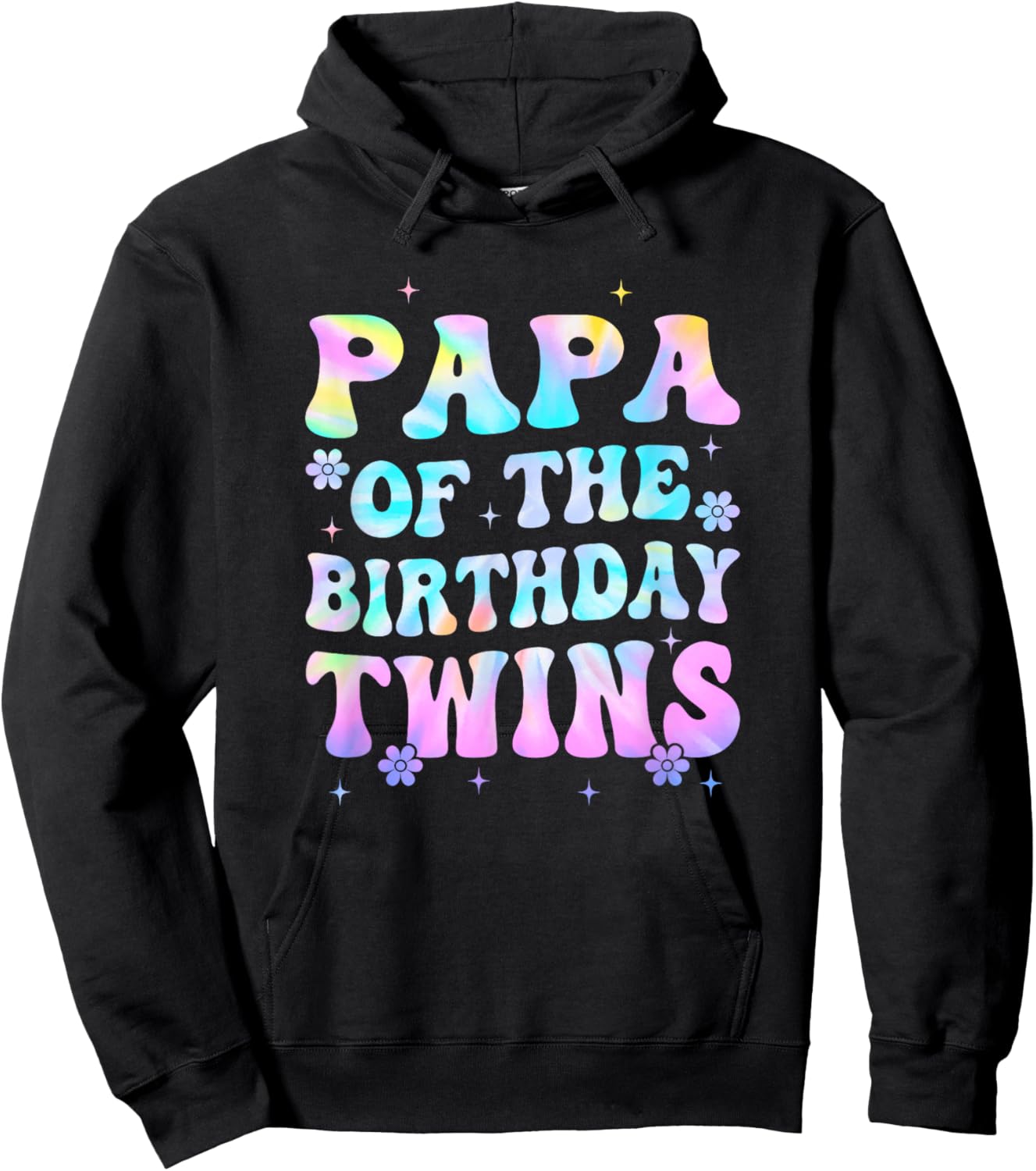 Papa of The Birthday Twins Girls Kids Party Retro Bday Hoodie - Hoodie | Black