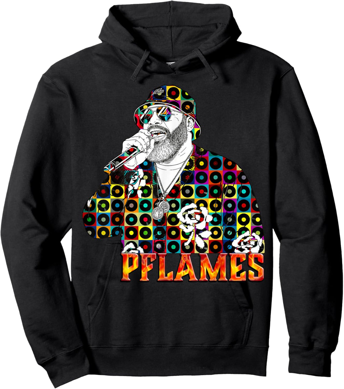 The Joy Experience | PFLAMES Vinyl Mosaic Portrait Hoodie - Hoodie | Black