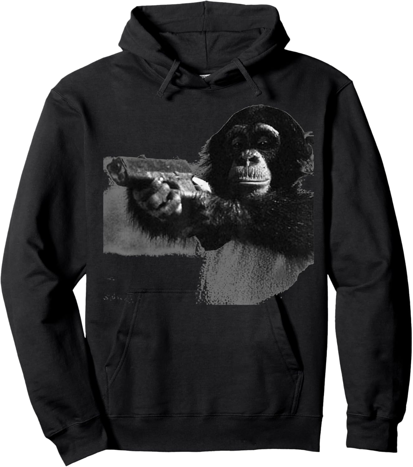 Vintage Chimpanzees with Gun Funny Monkey Meme Hoodie - Hoodie | Black