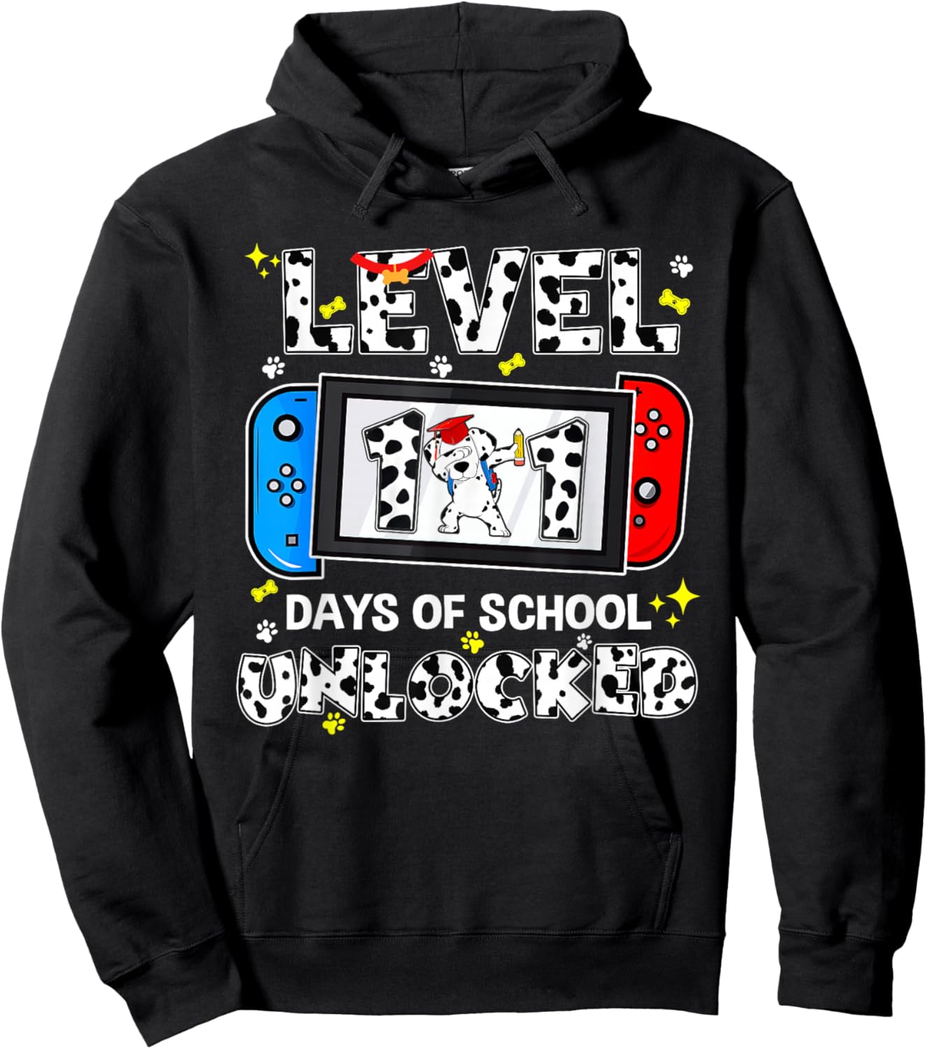 Level Unlocked 100 Days School 101 Days Game Controller Hoodie - Hoodie | Black