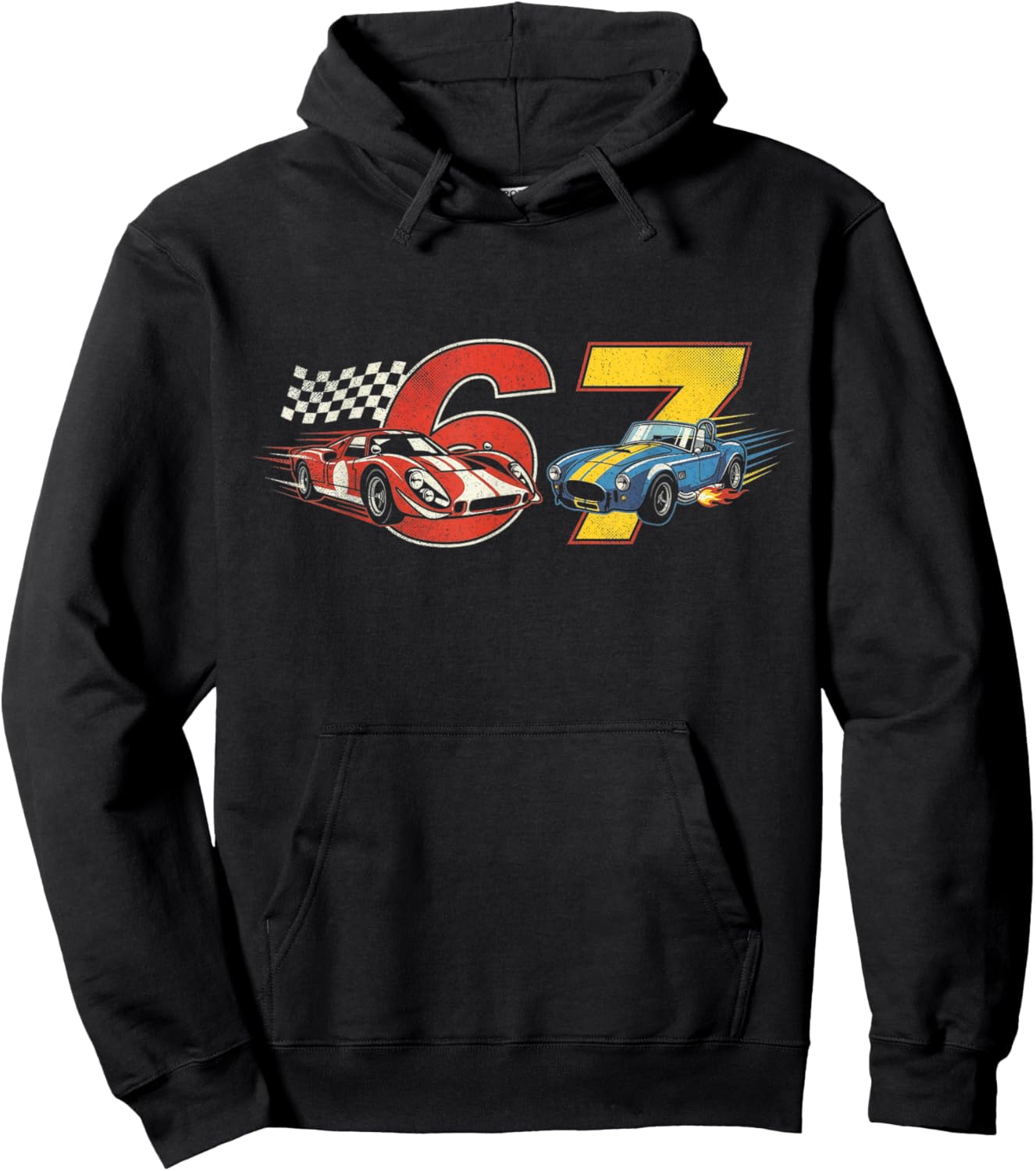 6 7 Six Seven Retro Car Racing Lovers Hoodie - Hoodie | Black