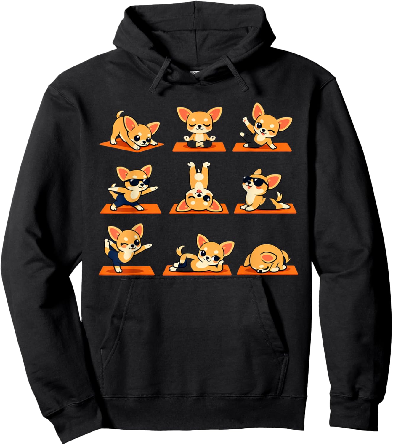 Funny Corgi Yoga Poses Dog Lover Meditation Hoodie - Hoodie | Black