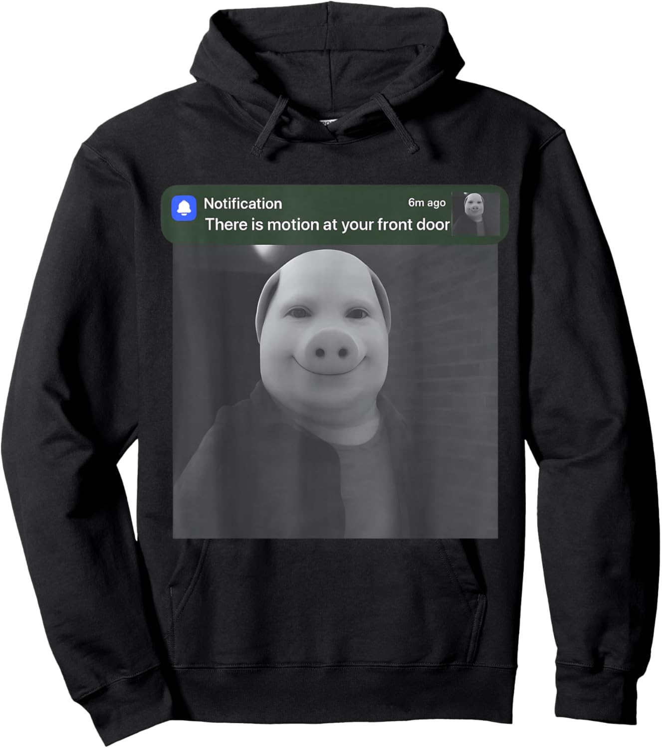 There is Motion at Your Front Door Funny John Pork Meme Hoodie - Hoodie | Black