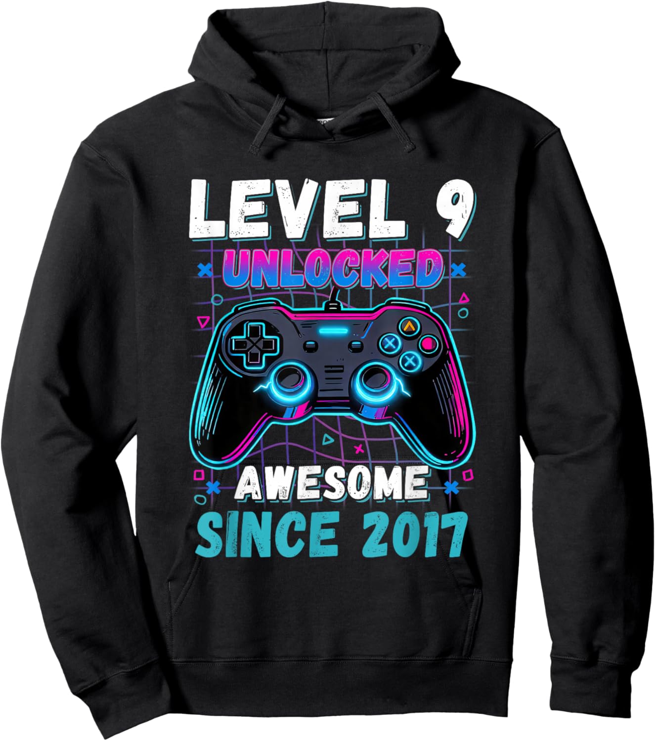 Level 9 Unlocked Awesome Since 2017 Nine 9th Birthday Boys Hoodie - Hoodie | Black
