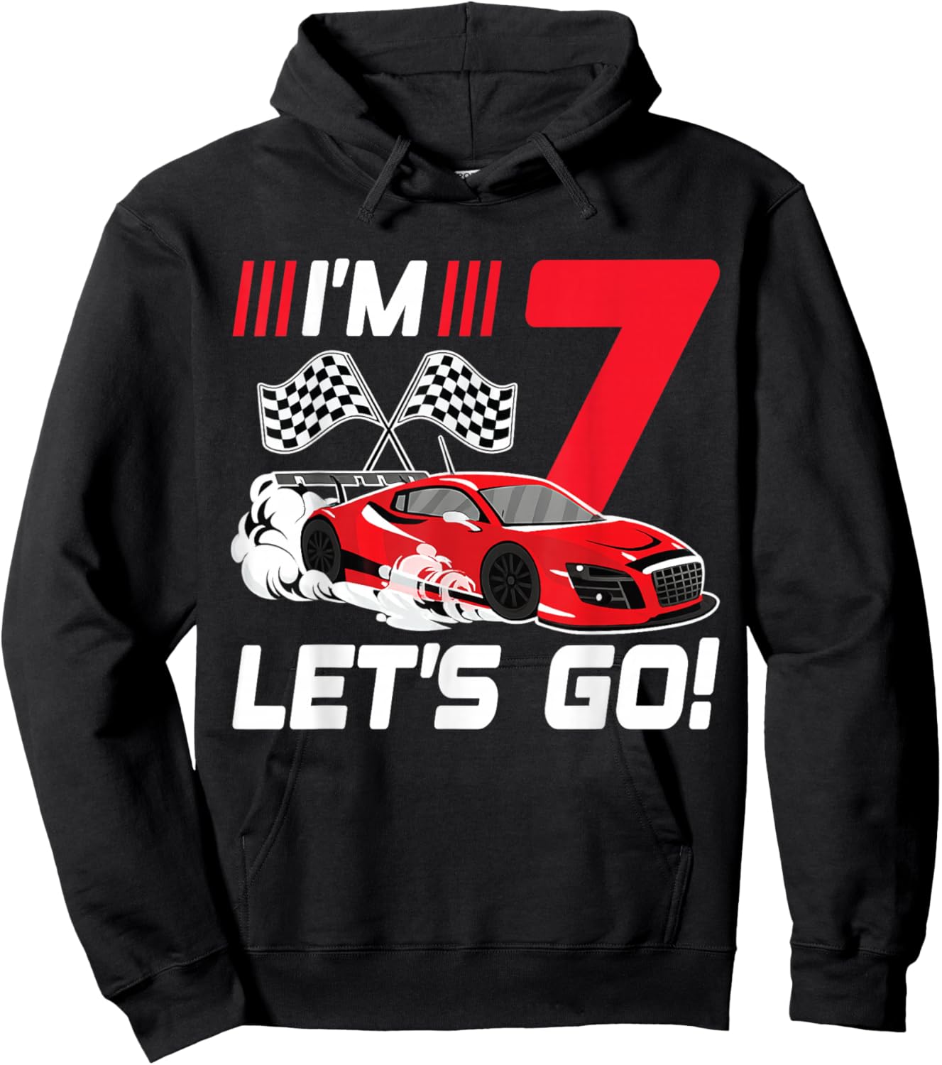 7 Year Old Race Car 7th Birthday Racecar Racing Boy Hoodie - Hoodie | Black