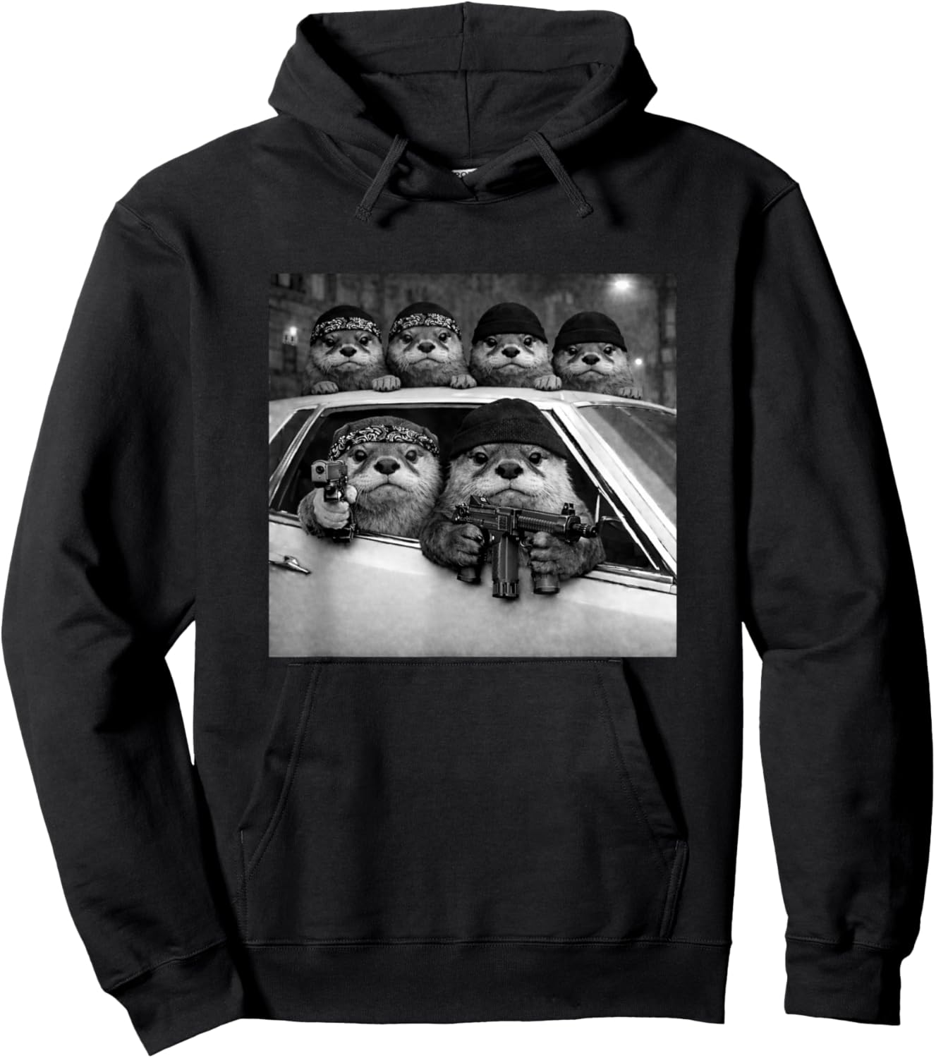 Funny Otter Retro Gangster Squad Urban Street Streetwear Hoodie - Hoodie | Black