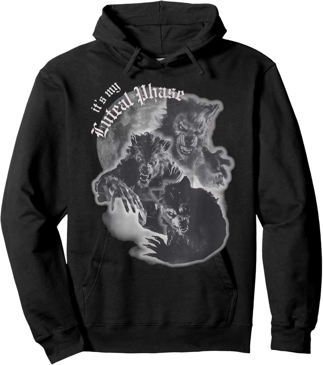 Luteal Phase Werewolf - Funny Full Moon Hoodie - Hoodie | Black