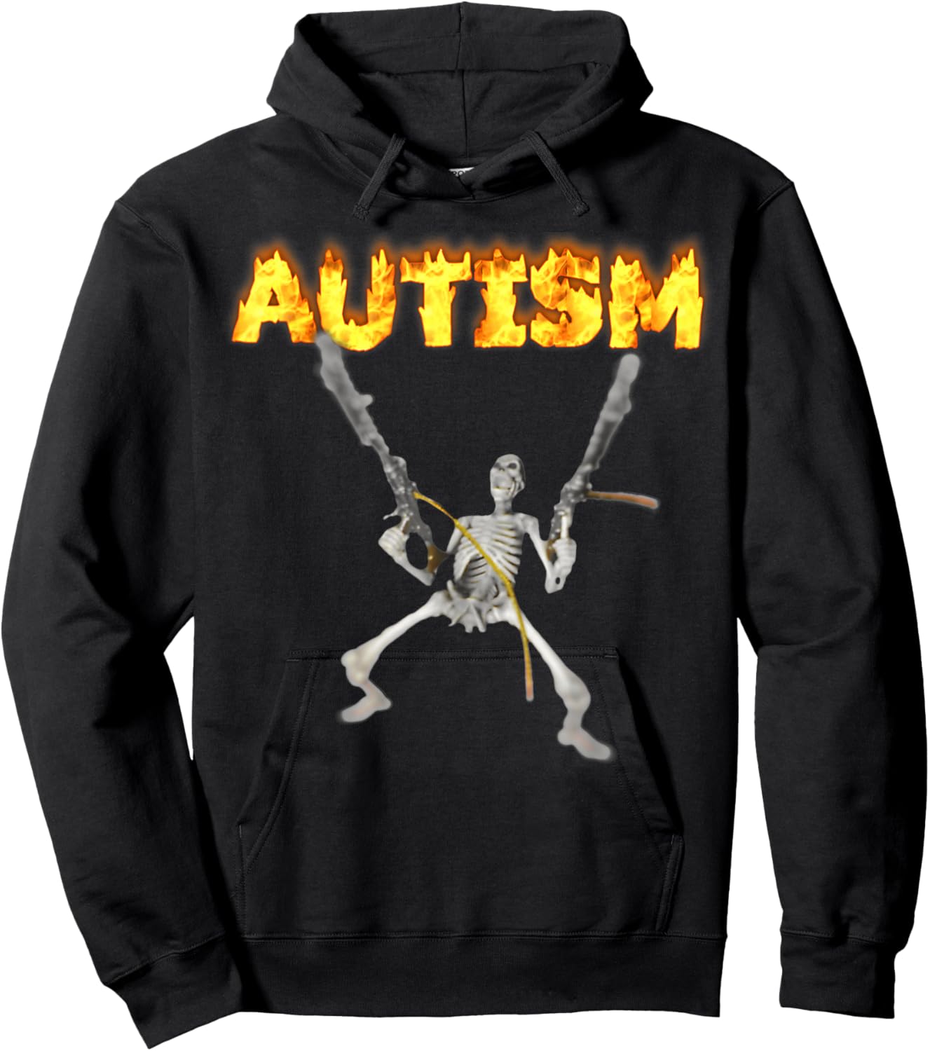 Autism Skeleton Meme Funny Funny Autism Burning Skeleton Hoodie - Hoodie | Black
