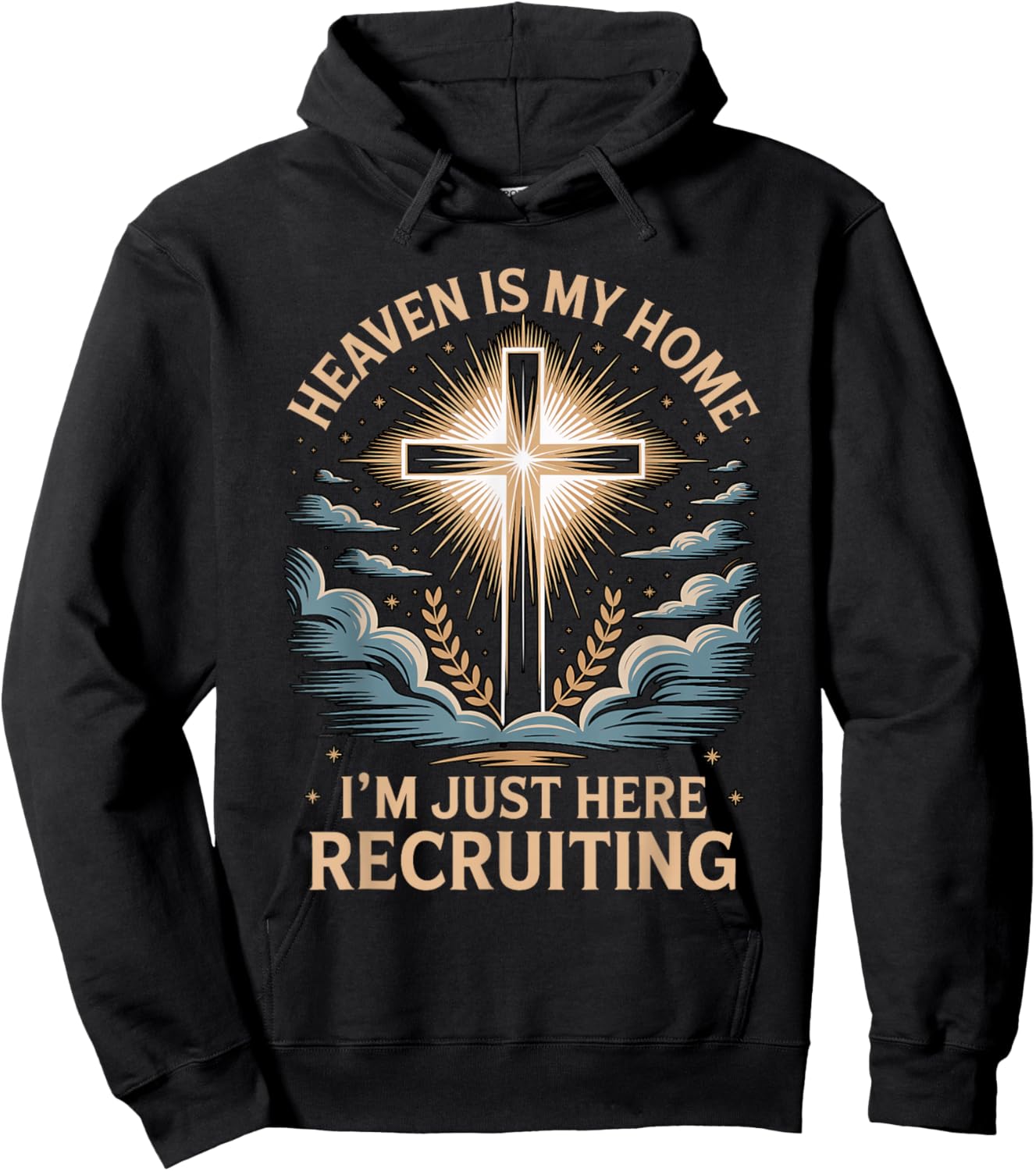 Heaven is My Home Faith Praying Cross Christian Bible Verse Hoodie - Hoodie | Black