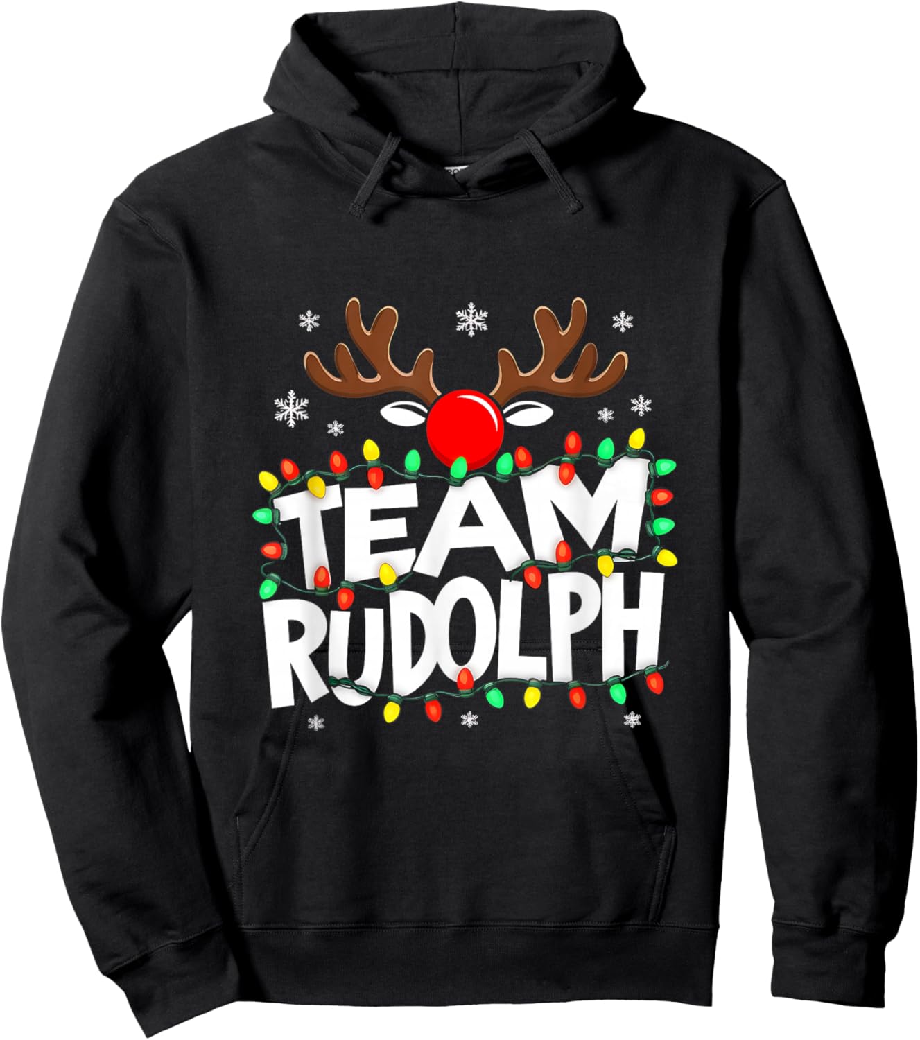 Rudolph Team Red-Nosed Reindeer Holiday Humor Group Hoodie - Hoodie | Black