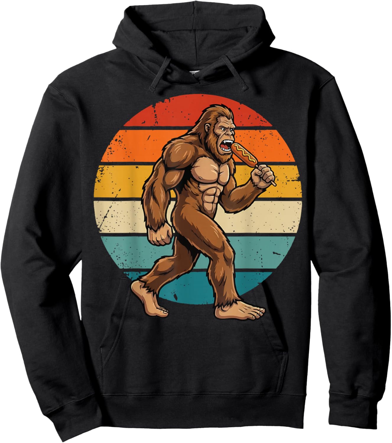 Bigfoot Eating Corndog Hoodie - Hoodie | Black