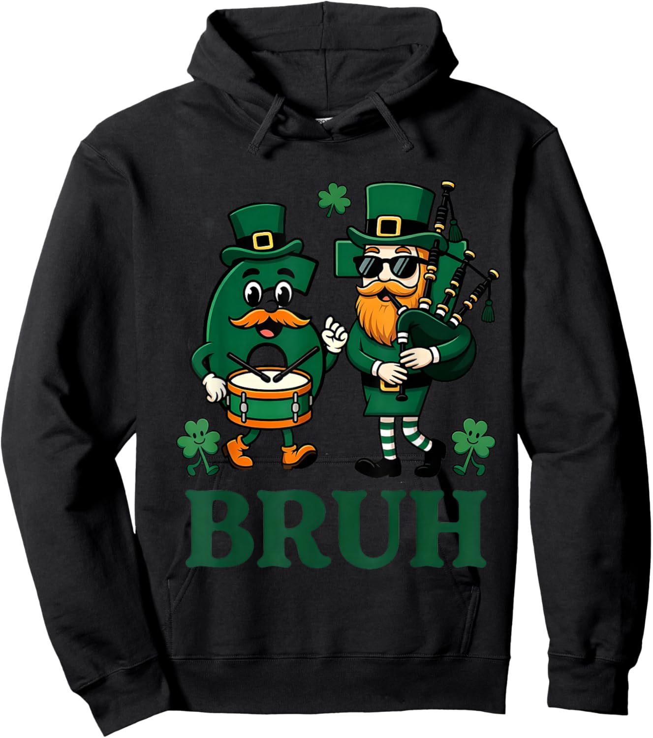67 Bruh Shamrock Leprechaun Funny Six Seven St Patrick's Day Hoodie - Hoodie | Black
