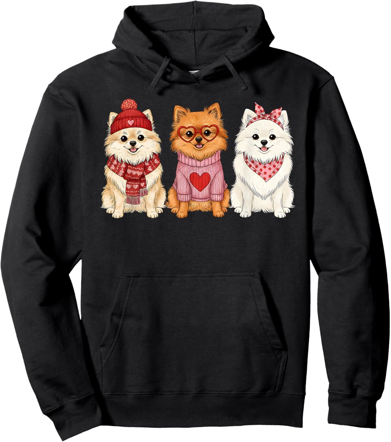 Cute Pomeranian Valentine Dog Hoodie - Hoodie | Black