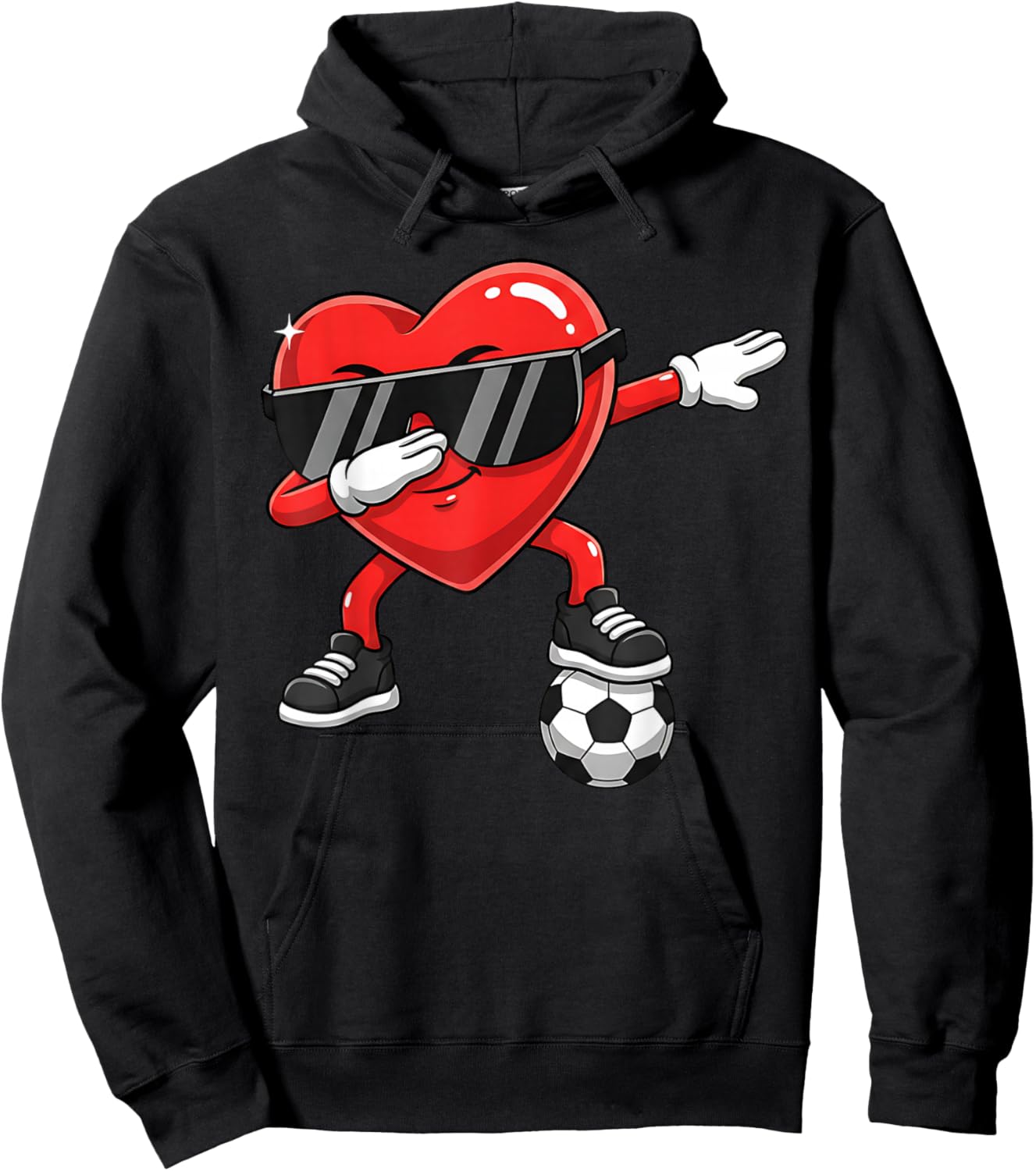 Valentines Day Football Heart Dab Soccer Men Boys Kids Teens Hoodie - Hoodie | Black