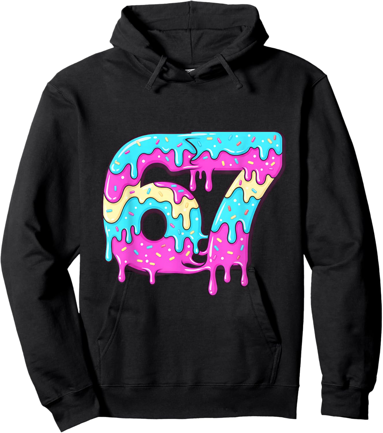 six Seven 67 Meme Drippy Number 67 ice Cream Hoodie - Hoodie | Black