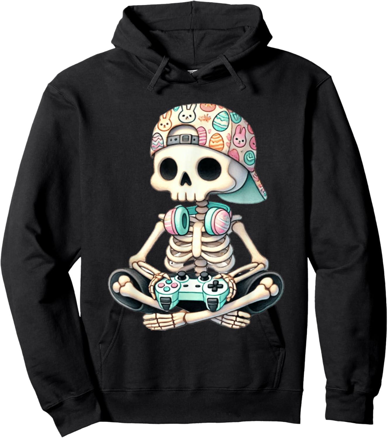 Easter Skeleton Gamer Video Gaming Easter Eggs Boys Men Kids Hoodie - Hoodie | Black