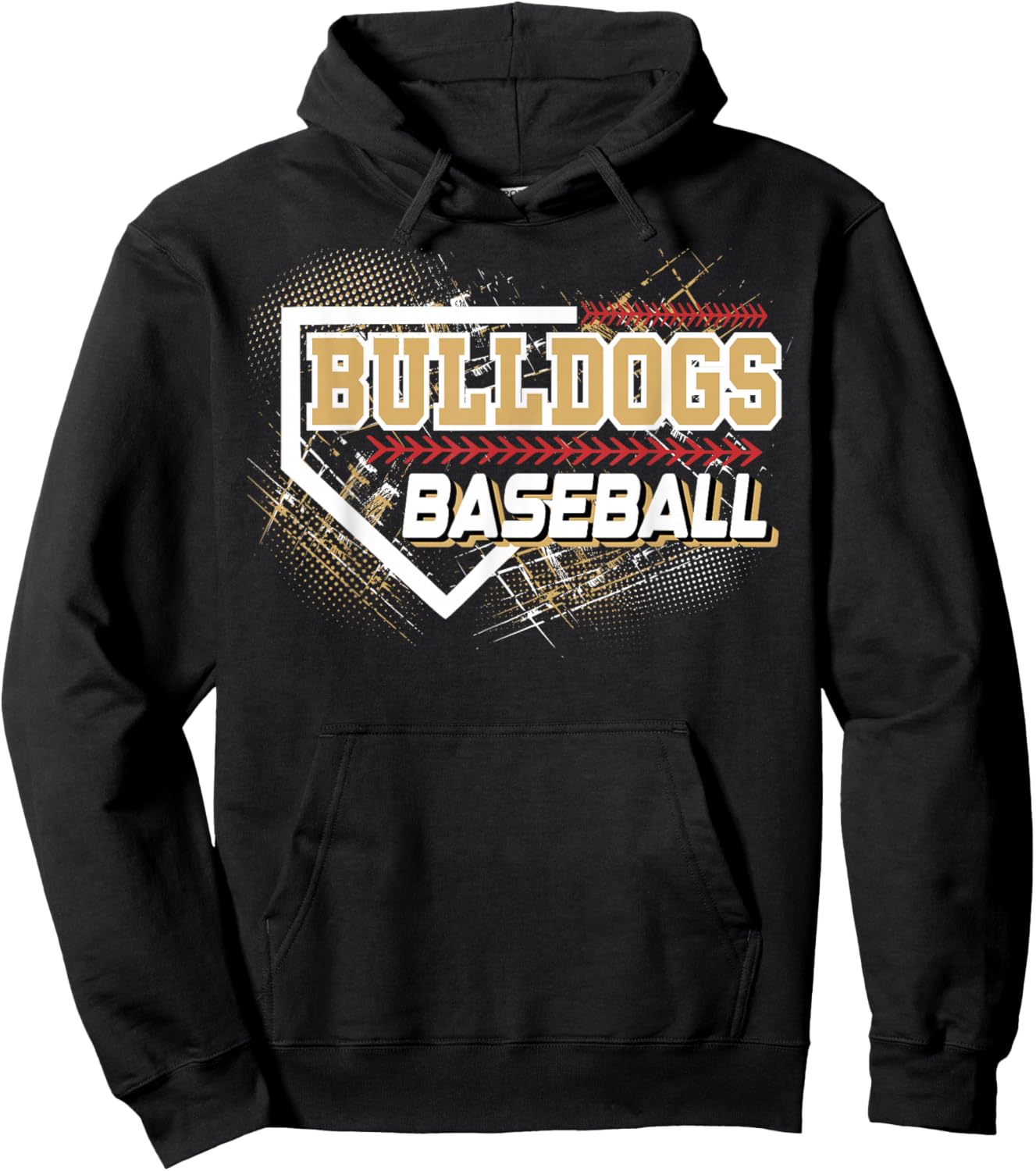 Bulldogs Baseball School Spirit Gold Bulldog Mascot Team Hoodie - Hoodie | Black