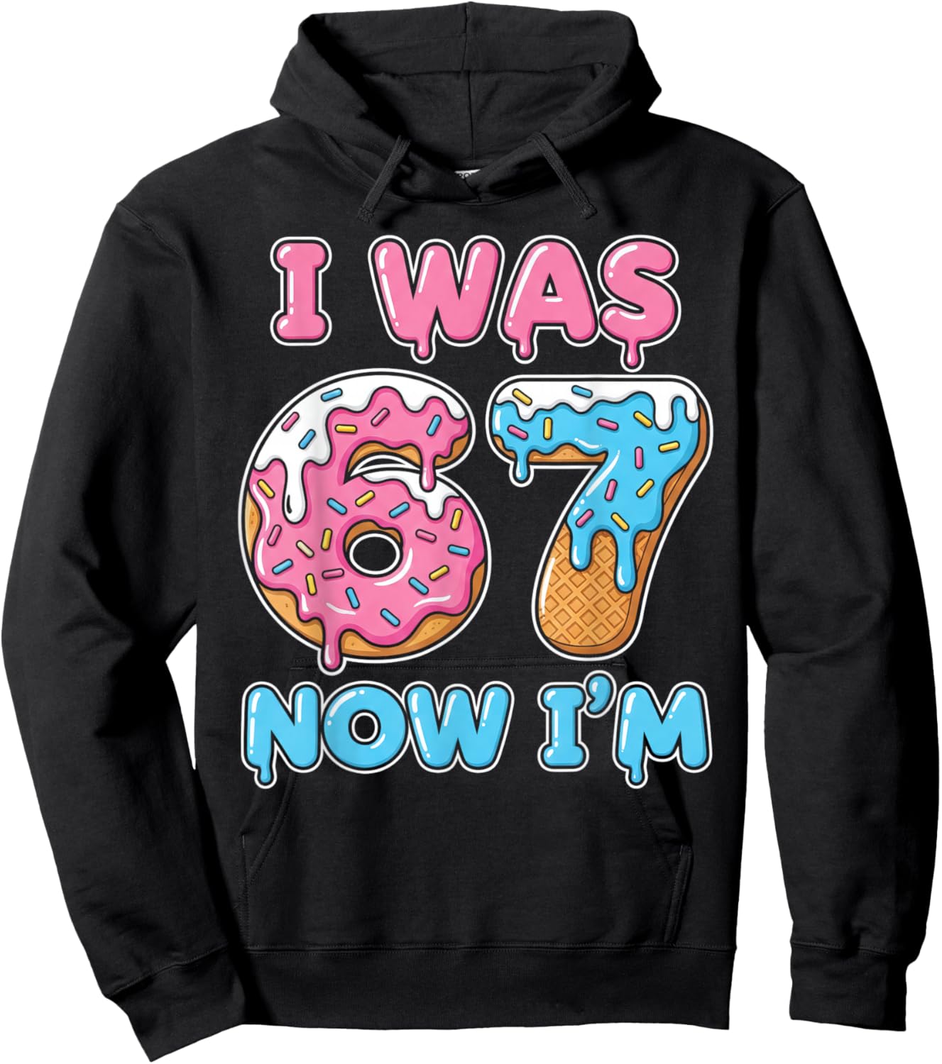 7 Year Old Birthday 67 Meme Kids I was 6 Now I'm 7 Hoodie - Hoodie | Black