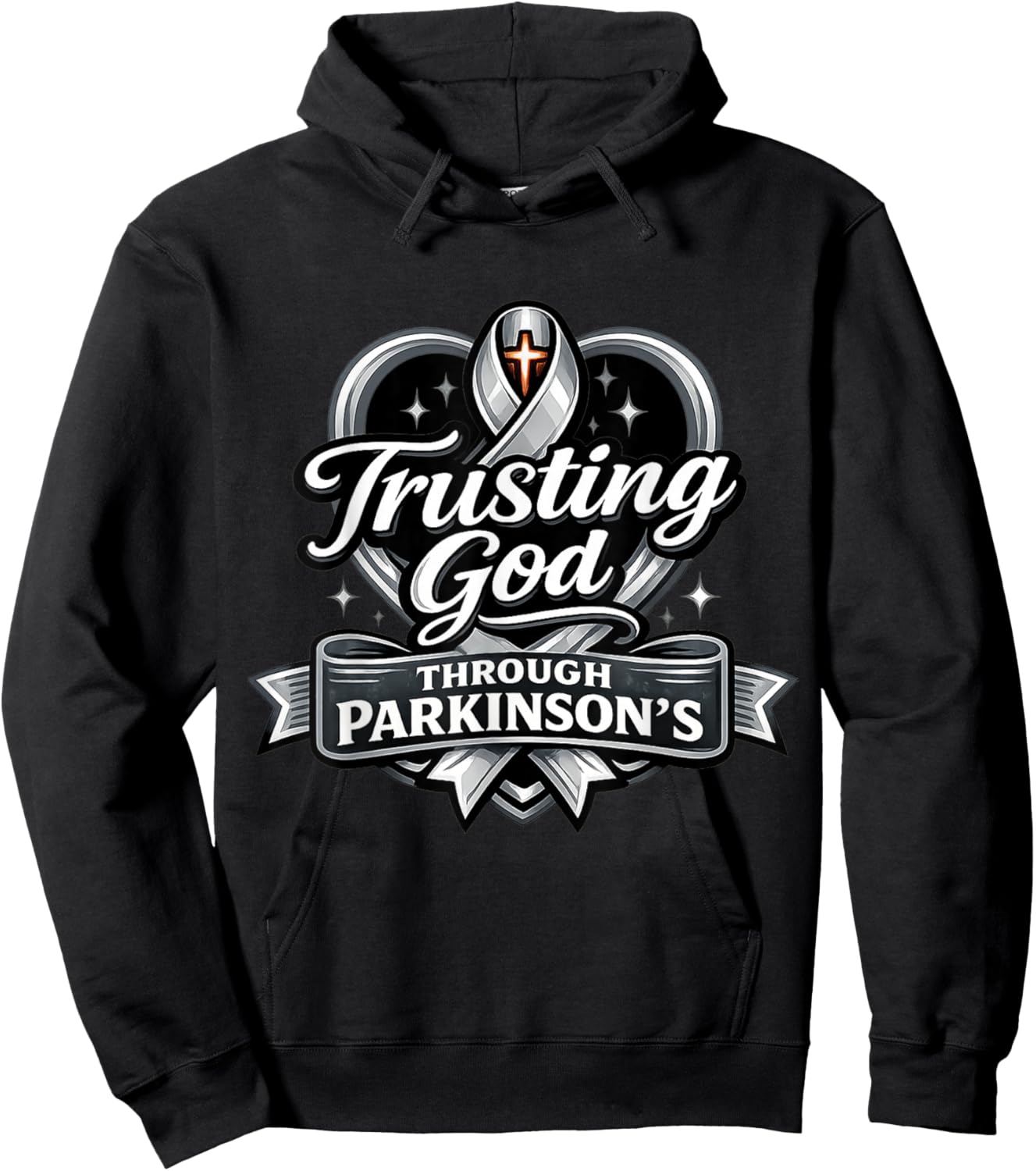Parkinson’s Warrior Awareness Ribbon Support Christian Faith Hoodie - Hoodie | Black