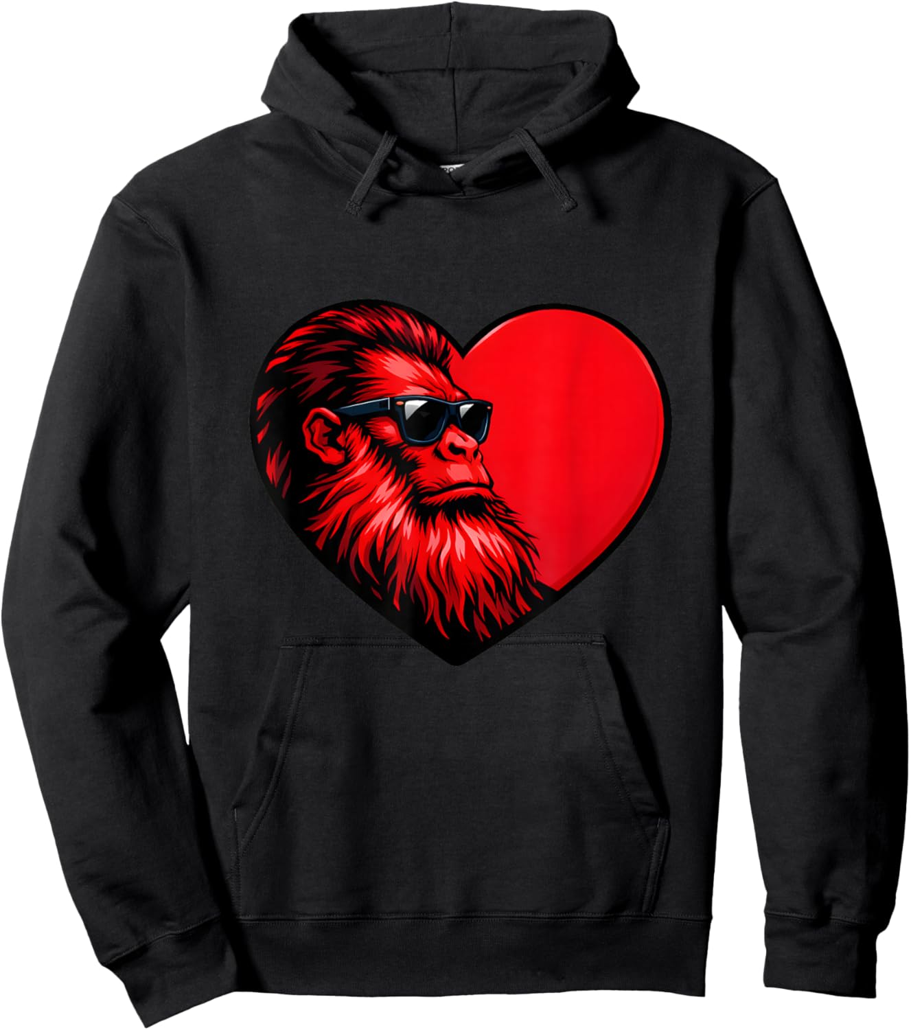 Sasquatch Heart Profile Bigfoot Valentine Funny Hoodie - Hoodie | Black