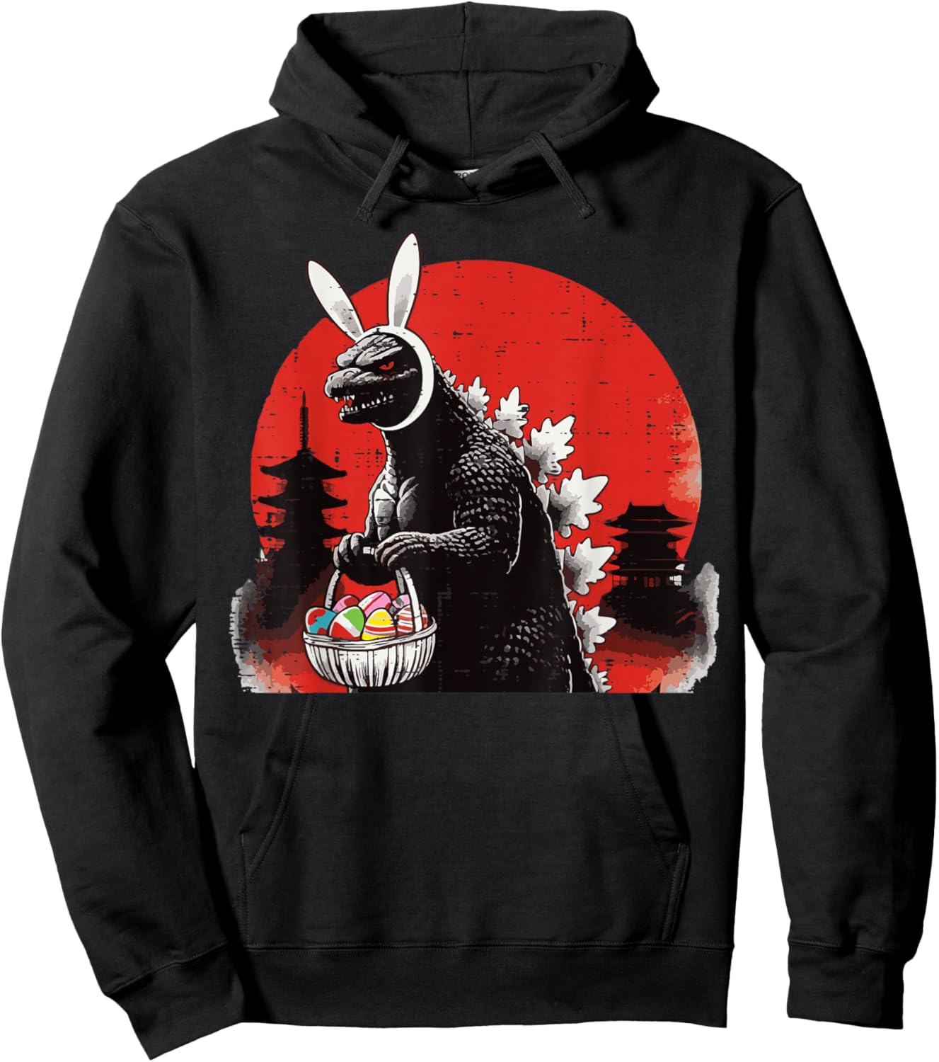 Easter Japanese Monster Bunny Ears Eggs Kaiju Men Women Kids Hoodie - Hoodie | Black